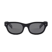 Prada Men Oval Frame Deep Black Sunglasses