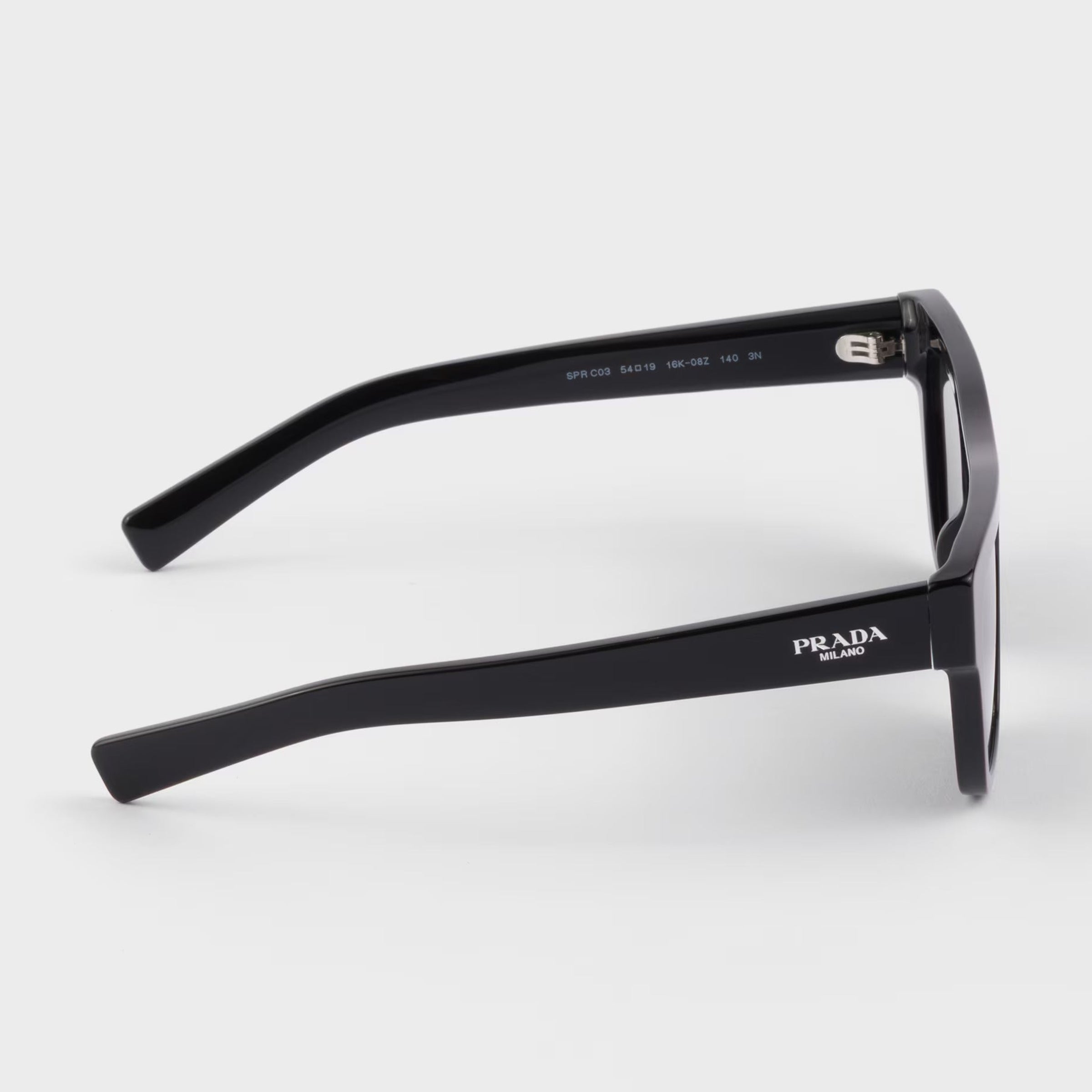 Prada Men Square Frame Shiny Matte Black Sunglasses