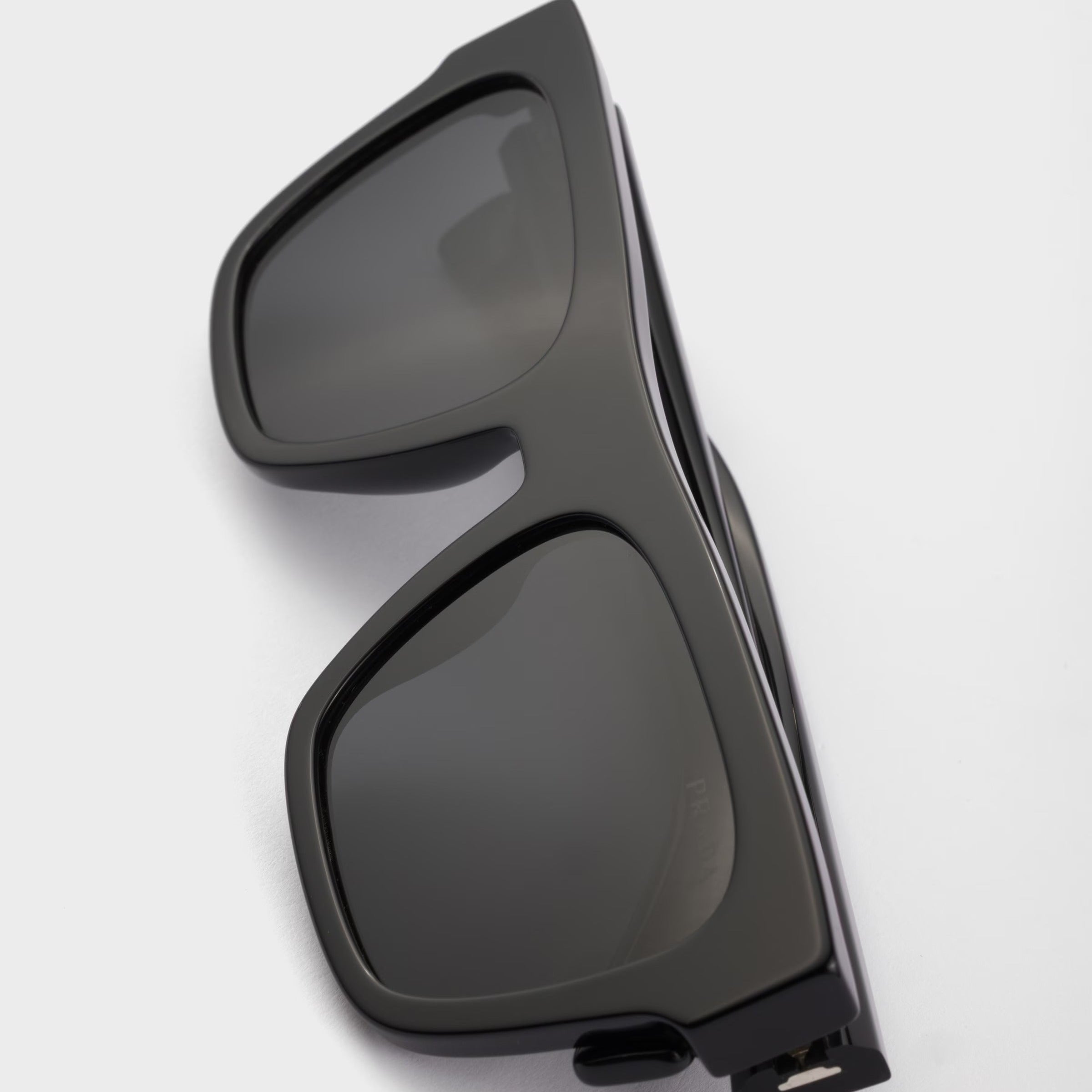 Prada Men Square Frame Shiny Matte Black Sunglasses