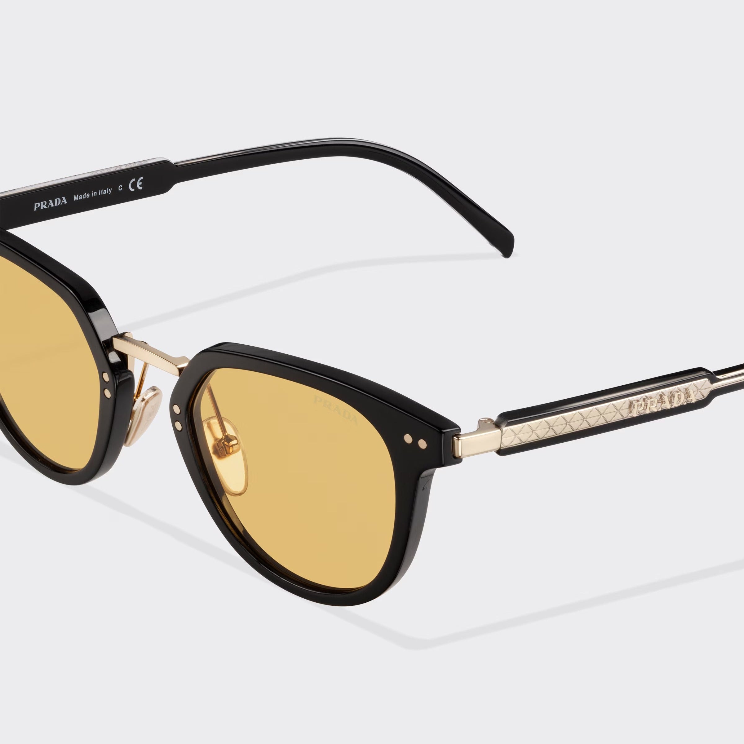 Prada Men Pantos Frame Deep Shiny Black Sunglasses