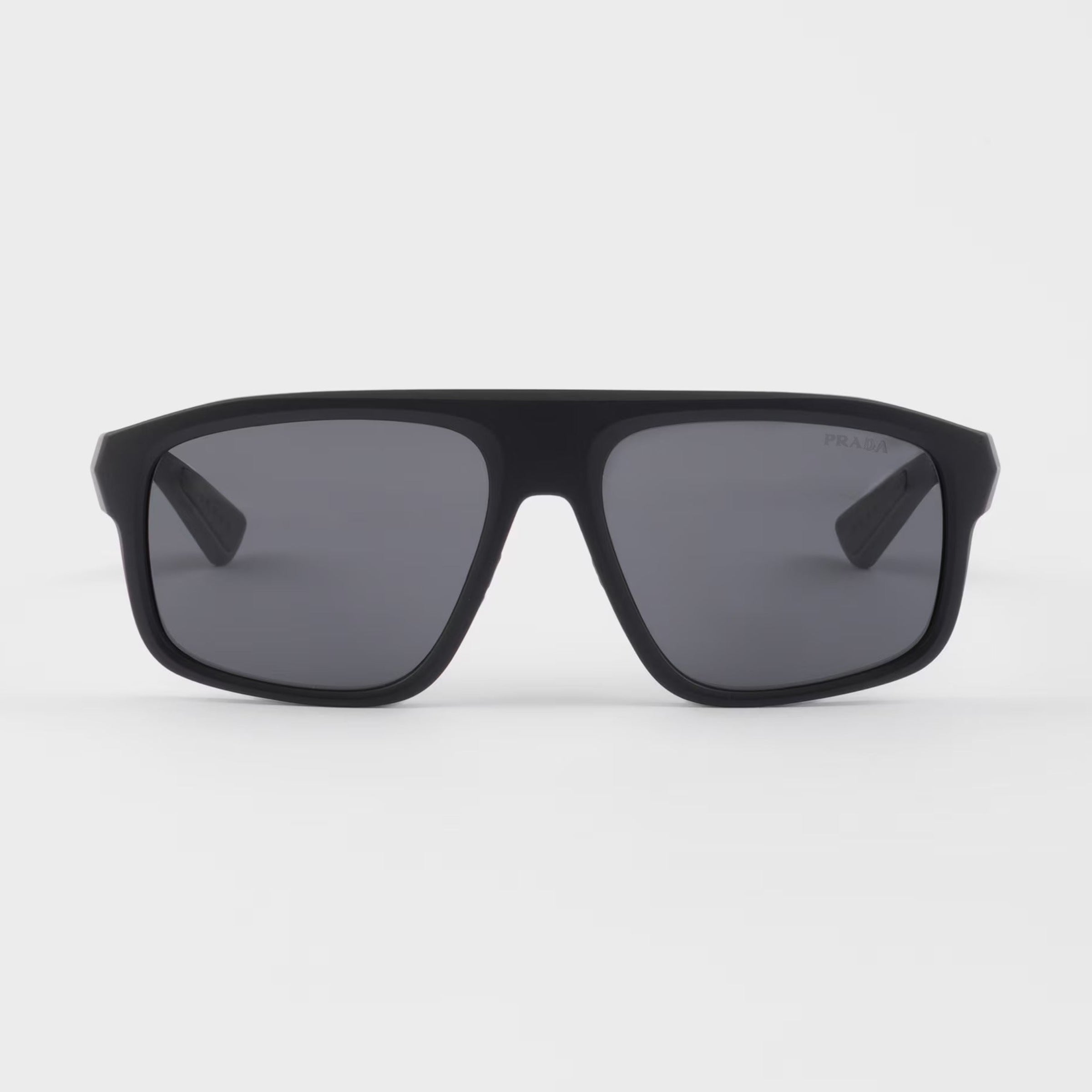 Prada Men Rectangular Frame Dusty Black Sunglasses
