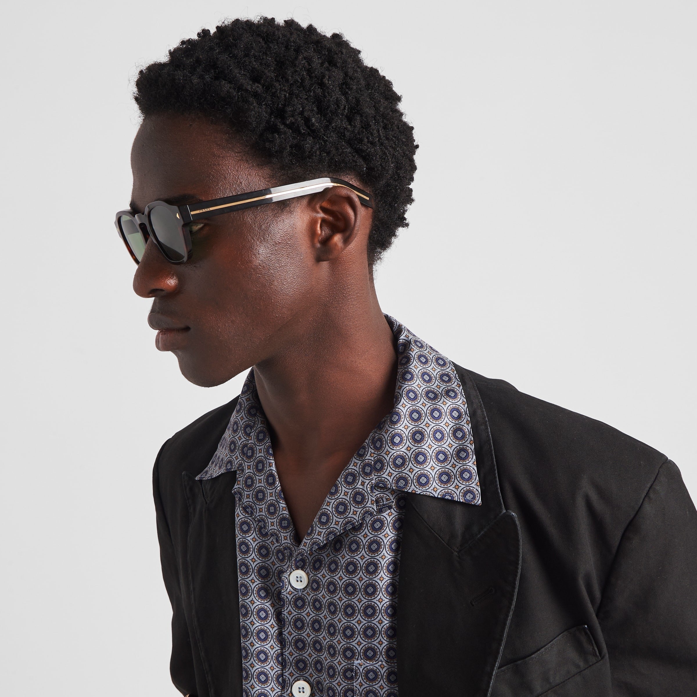 Prada Men Pantos Frame Shiny Briarwood Tortoiseshell Sunglasses