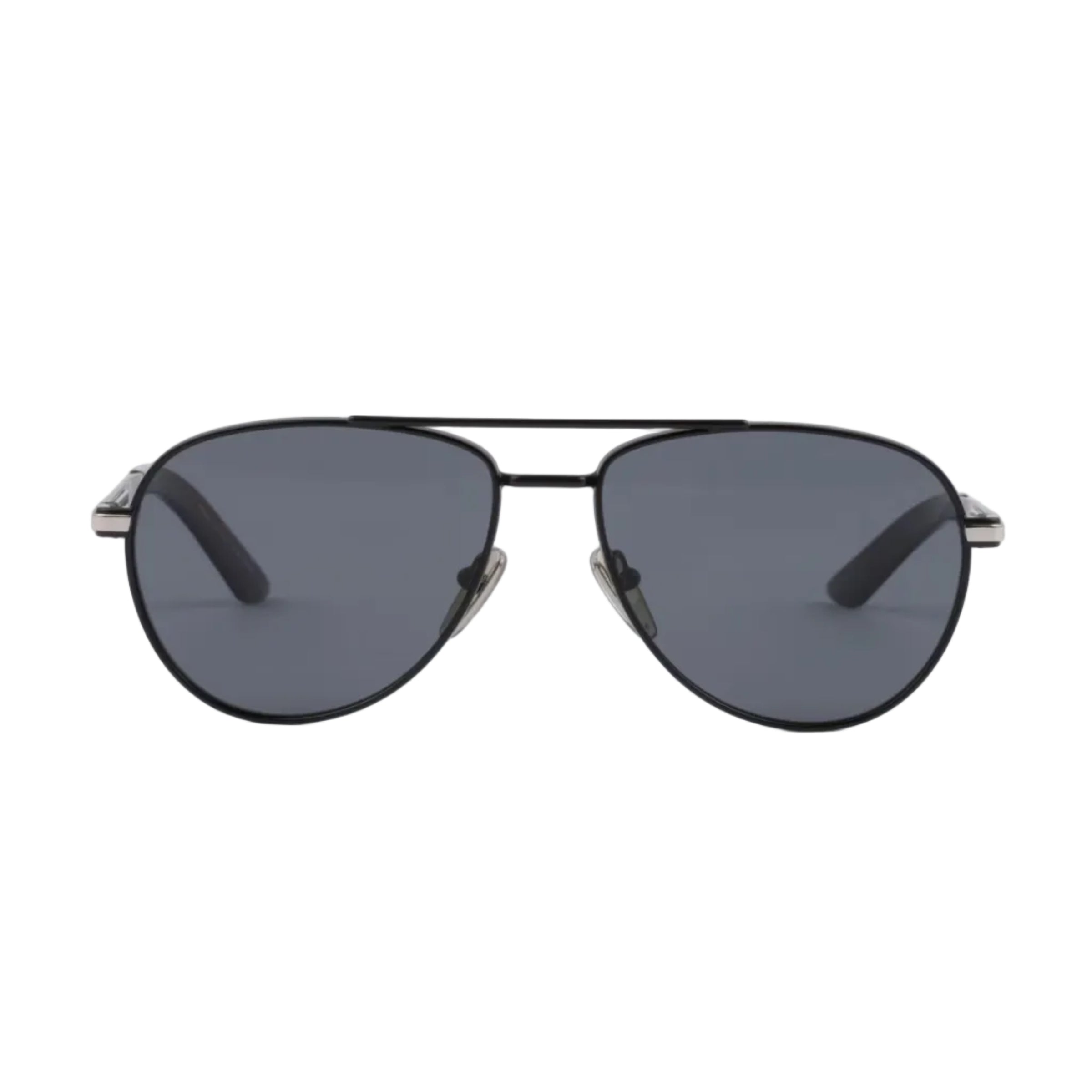 Prada Men Aviator Frame Opaque Black Sunglasses
