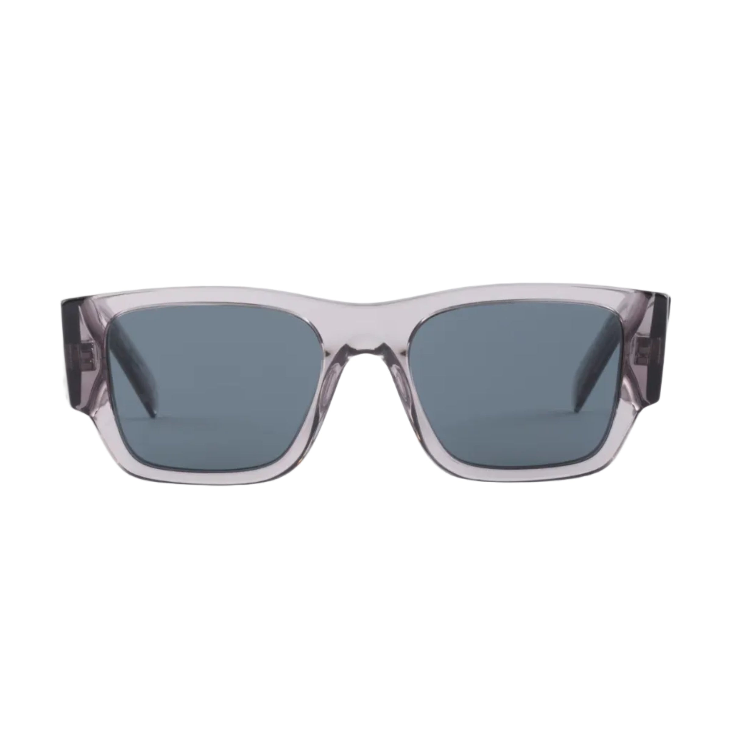 Prada Men Square Frame Transparent Asphalt Gray Sunglasses