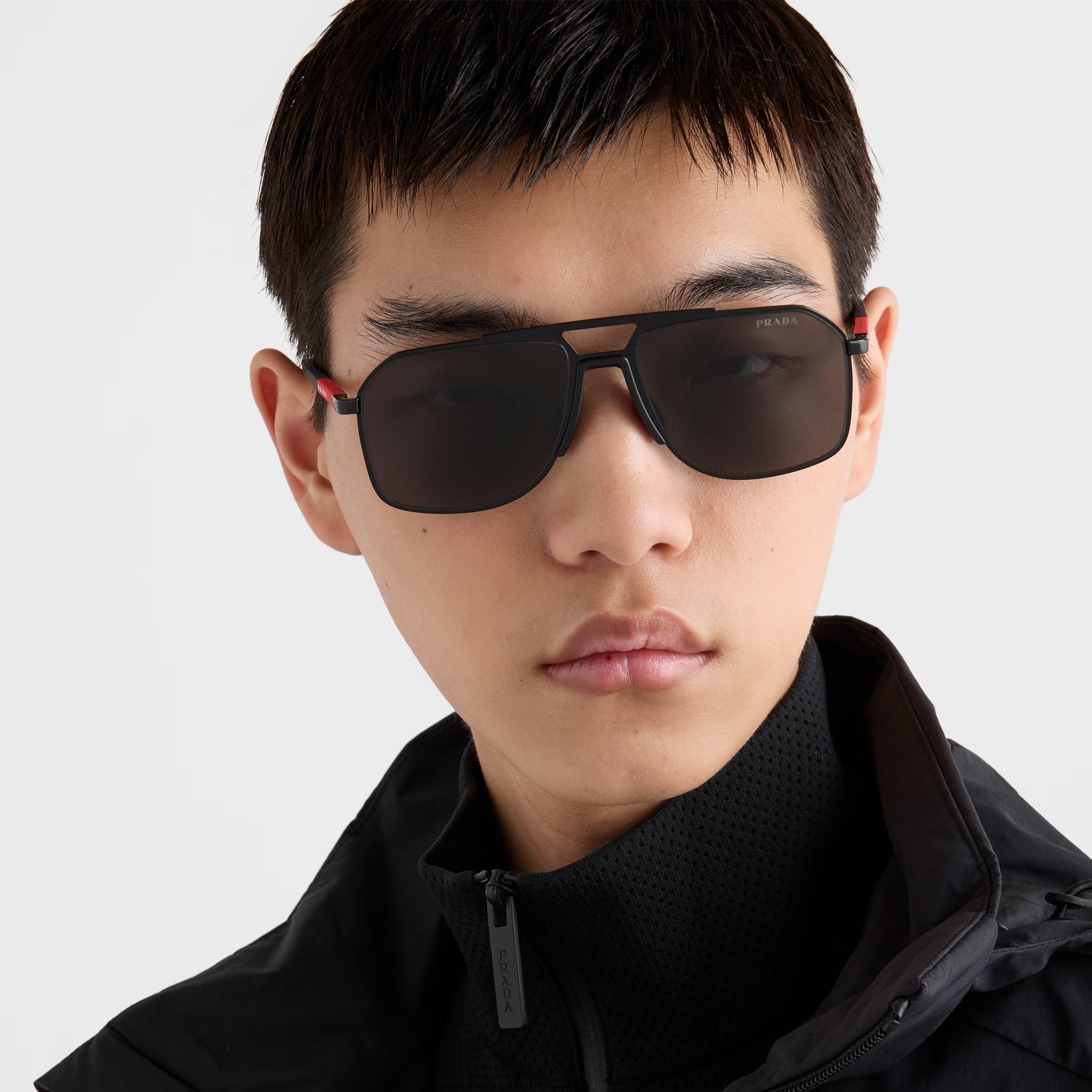 Prada Men Pilot Frame Black Sunglasses