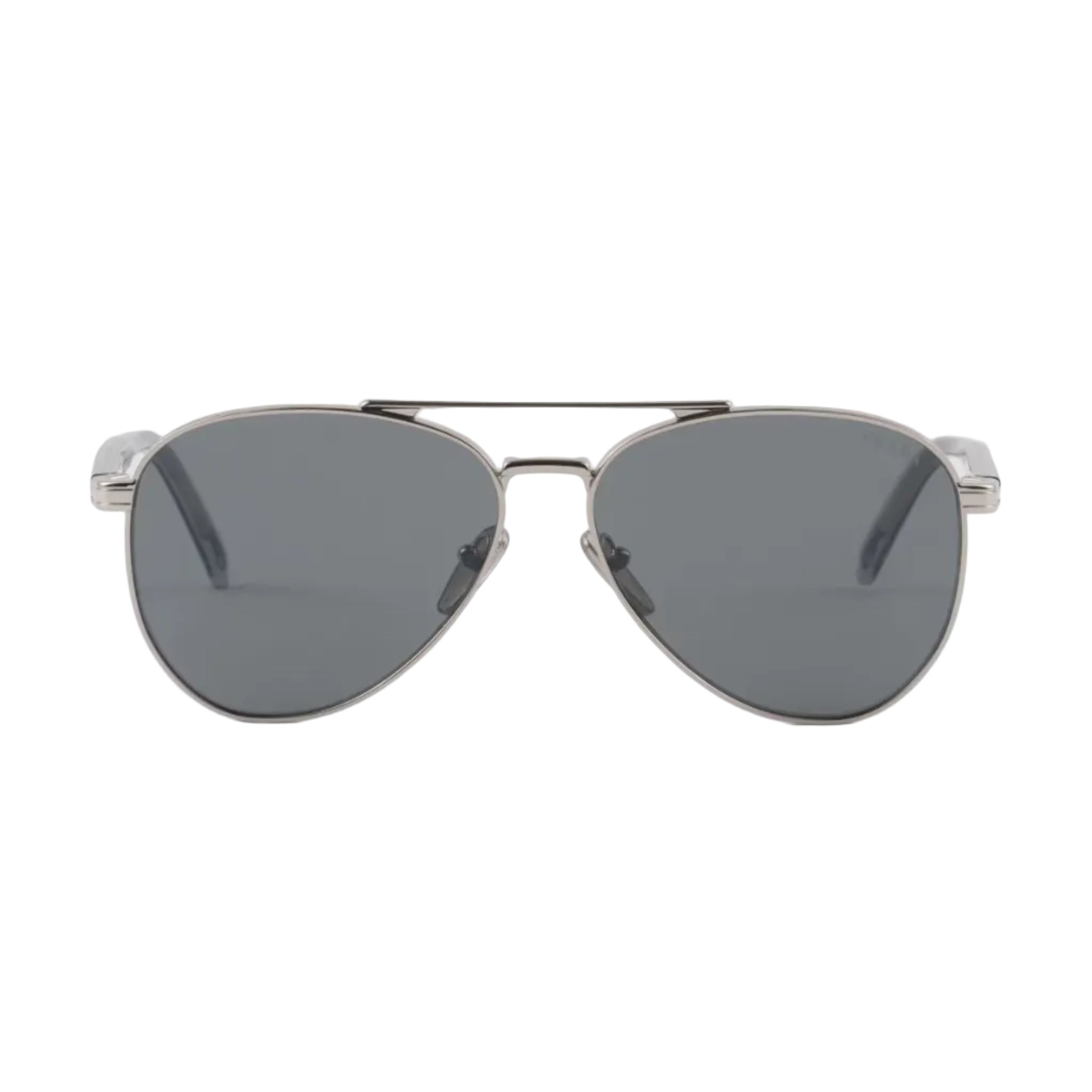 Prada Men Aviator Frame Shiny Silver Sunglasses