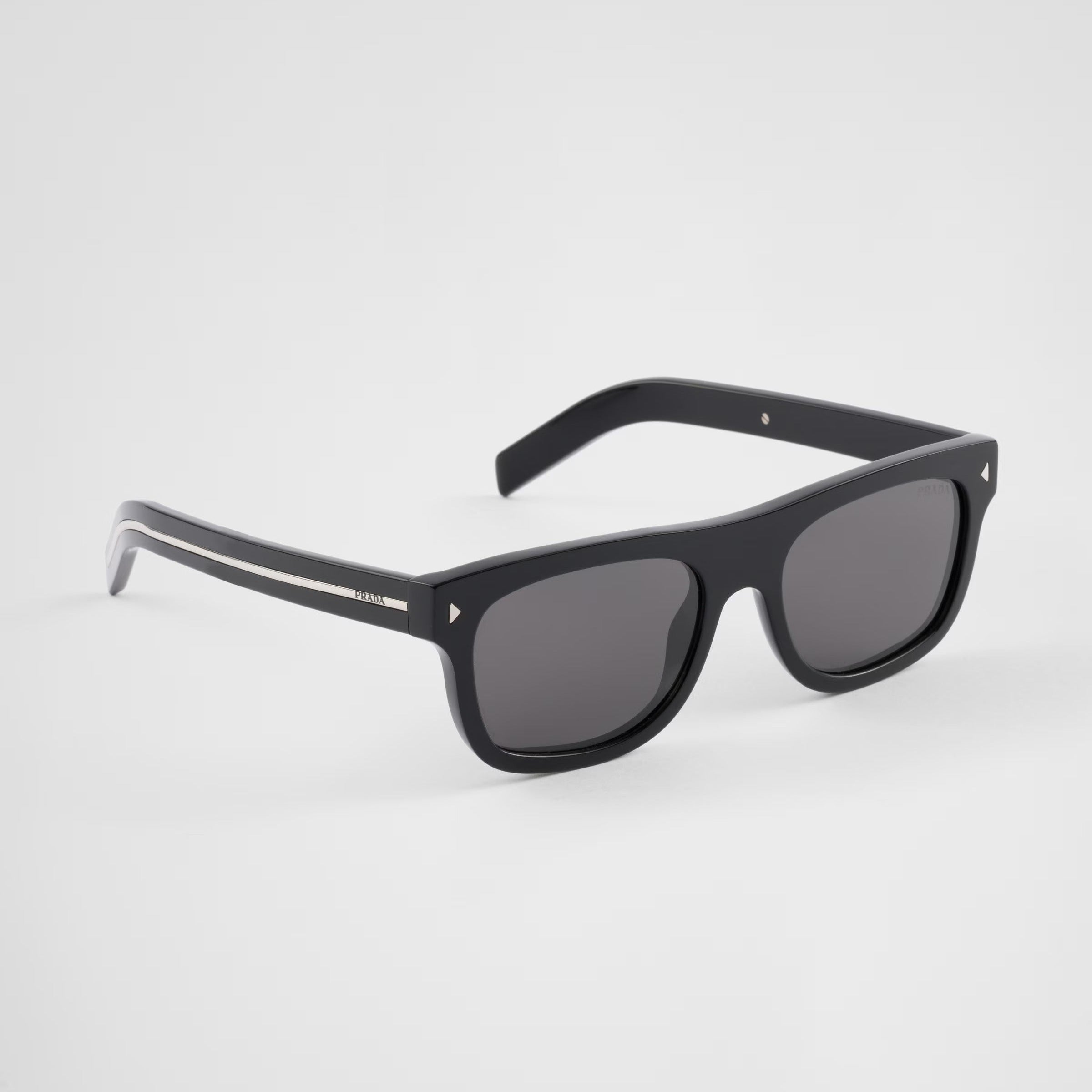 Prada Men Square Frame Smoky Black Sunglasses