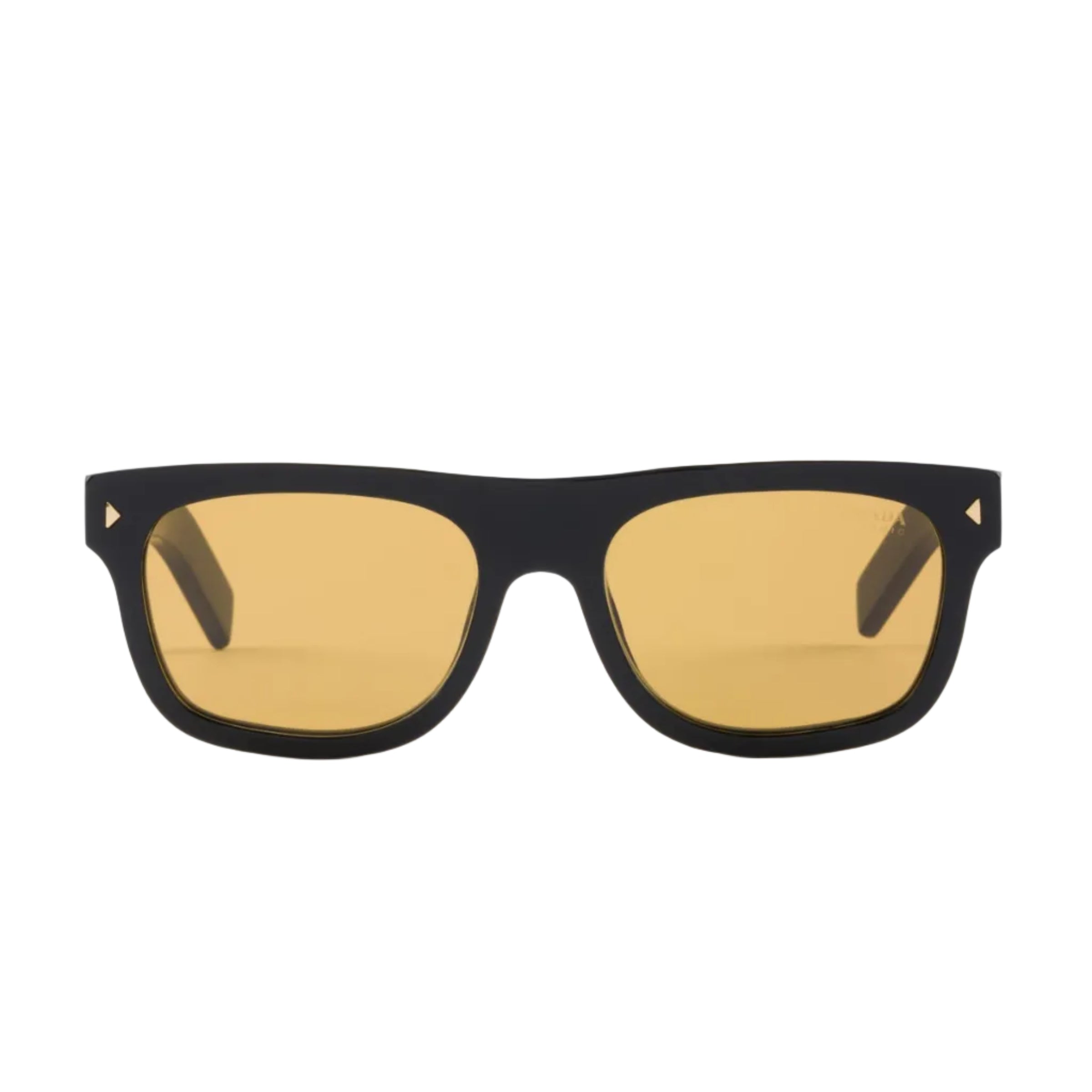 Prada Men Square Frame Shiny Smoky Black Sunglasses