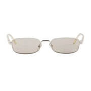 Prada Men Rectangular Frame Shiny Silver Sunglasses