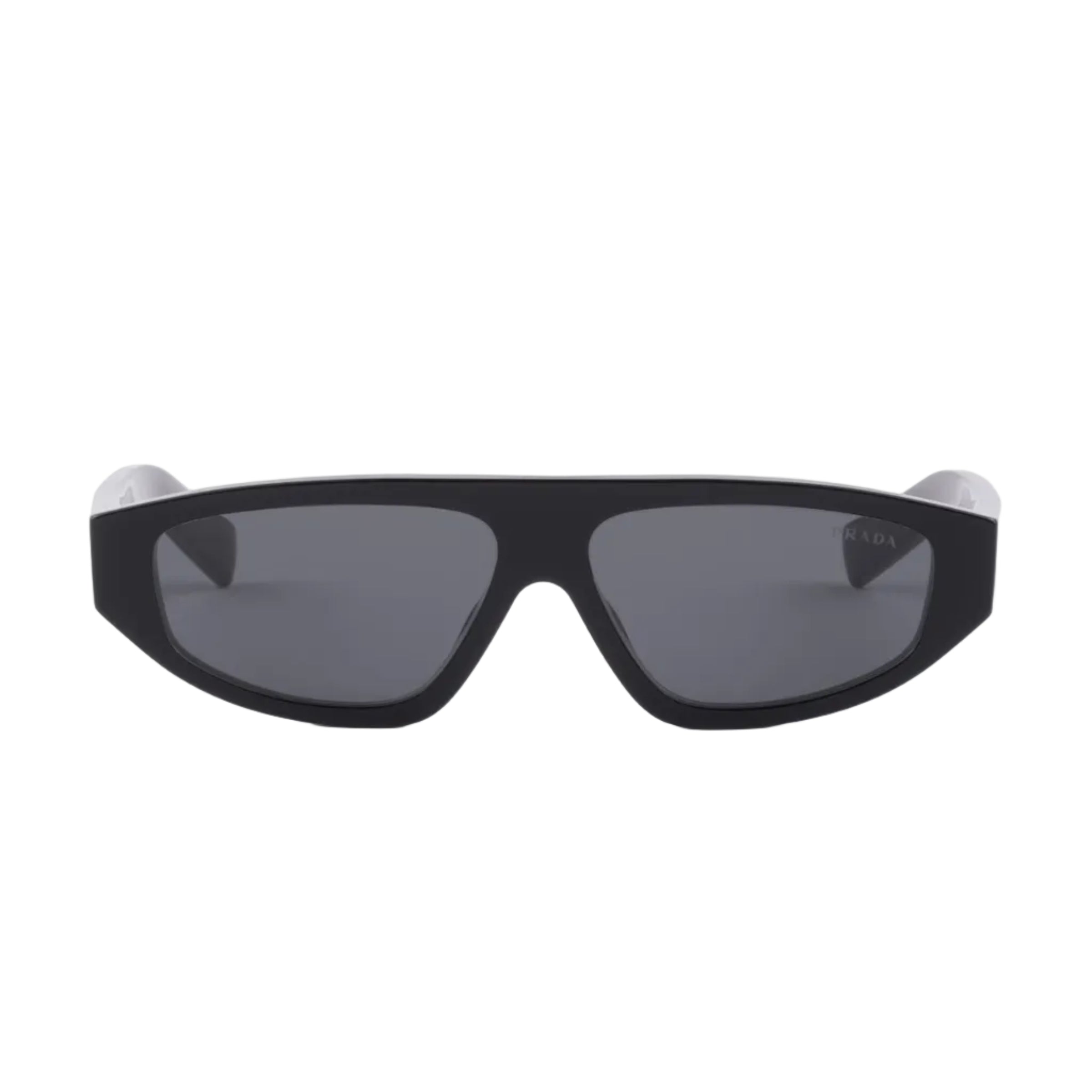 Prada Men Rectangular Frame Deep Black Sunglasses