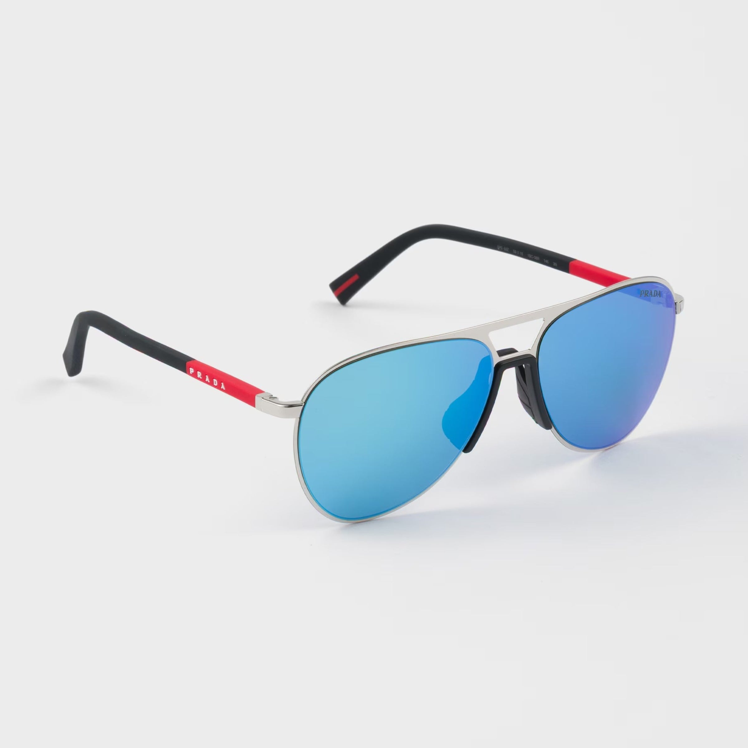 Prada Men Pilot Frame Shiny Silver Sunglasses