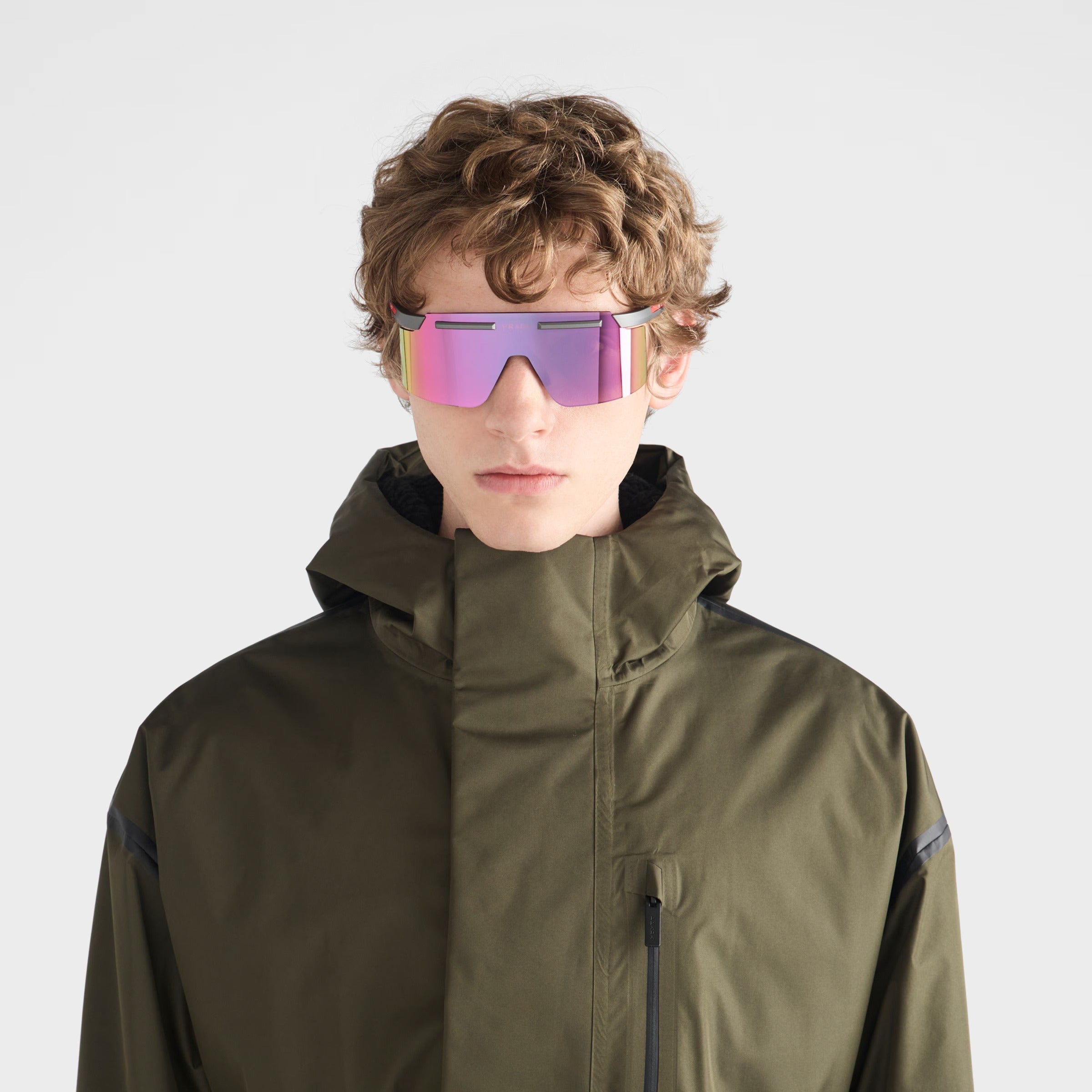 Prada Men Rimless Frame Grey Sunglasses