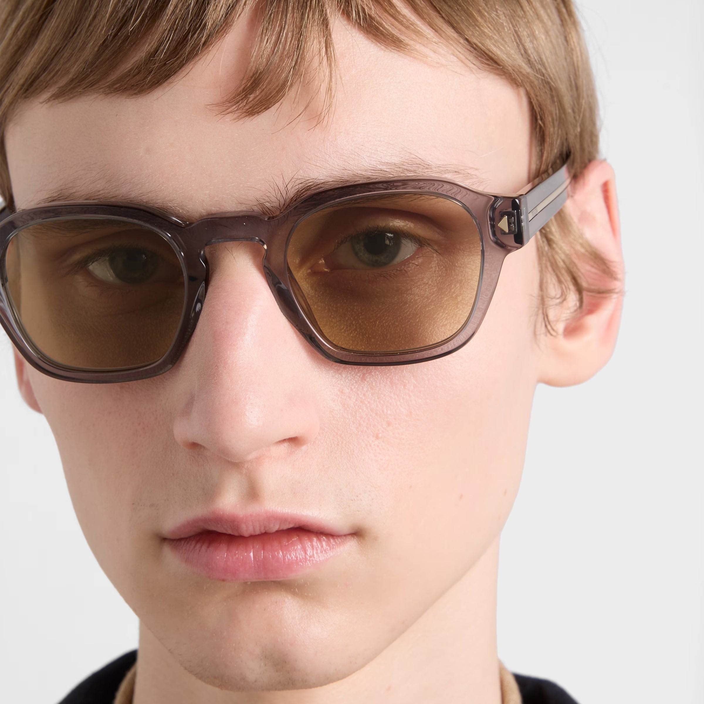Prada Men Pantos Frame Transparent Foggy Gray Sunglasses