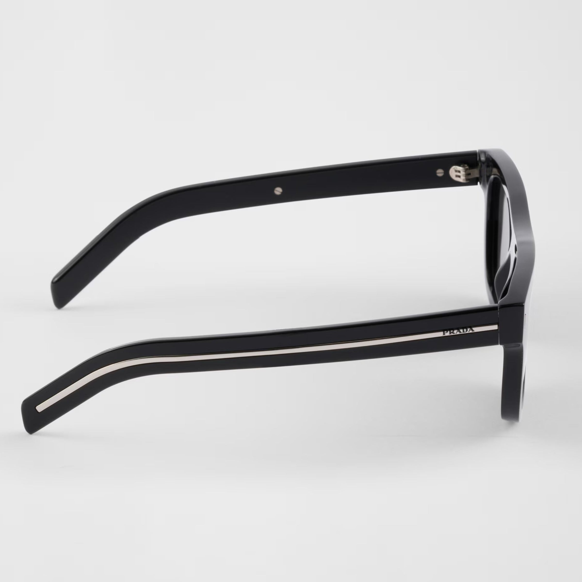 Prada Men Square Frame Smoky Black Sunglasses