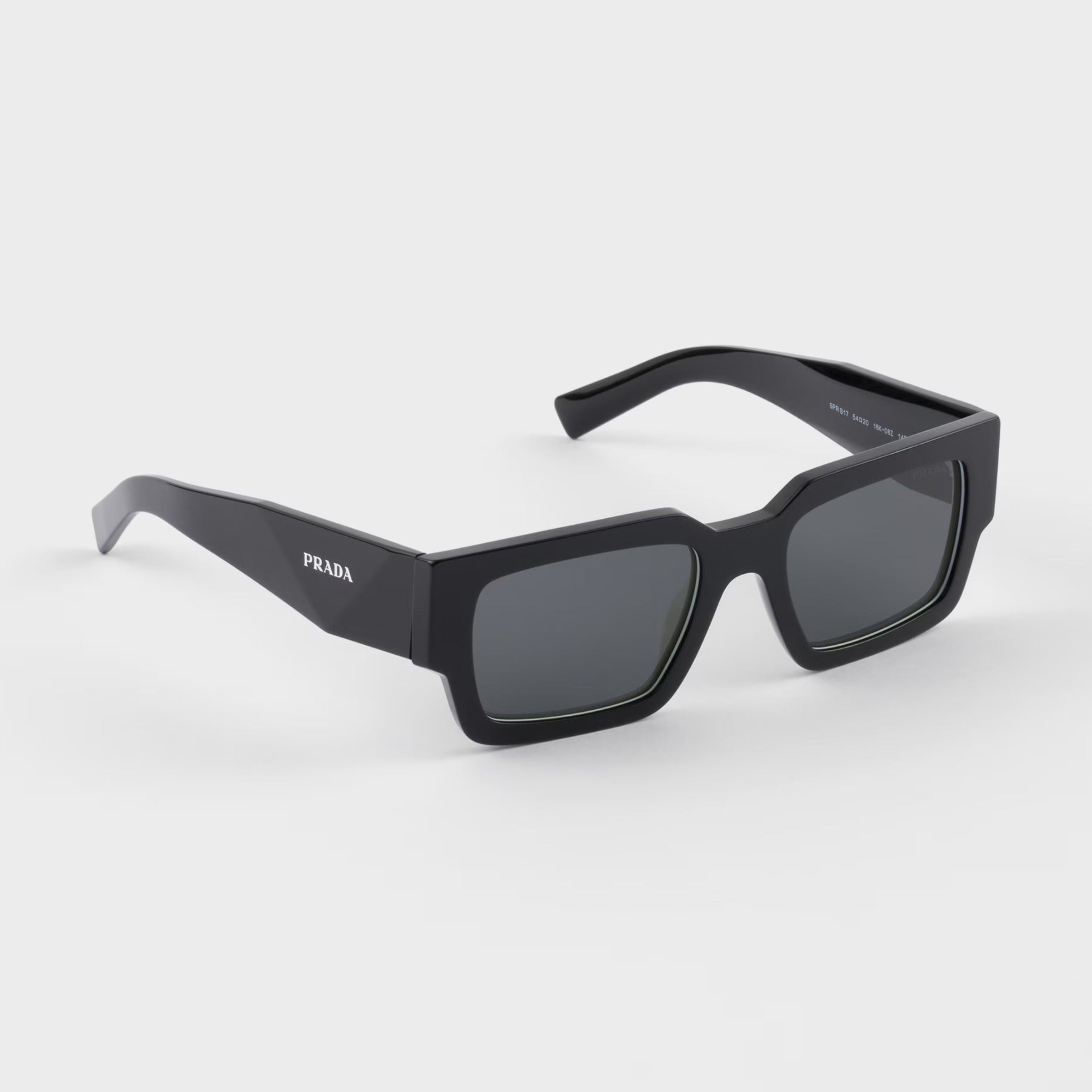 Prada Men Sqaure Frame Deep Black Sunglasses