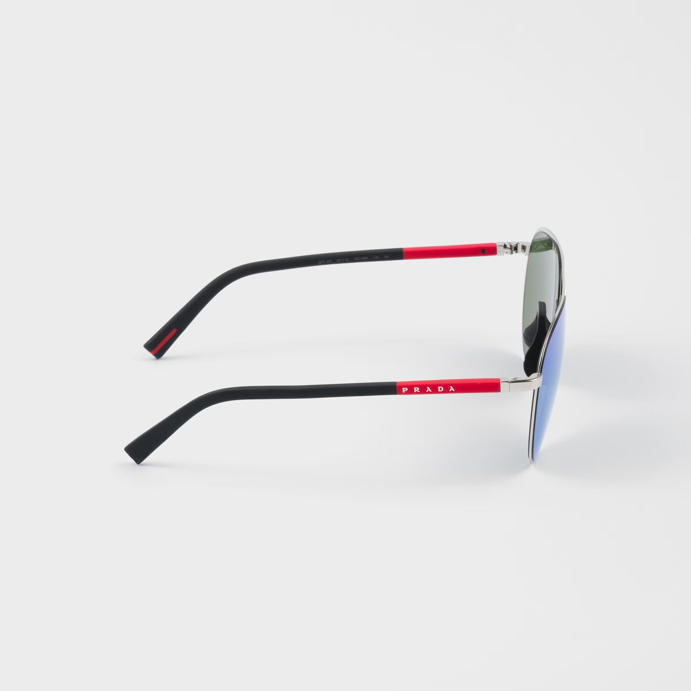 Prada Men Pilot Frame Shiny Silver Sunglasses