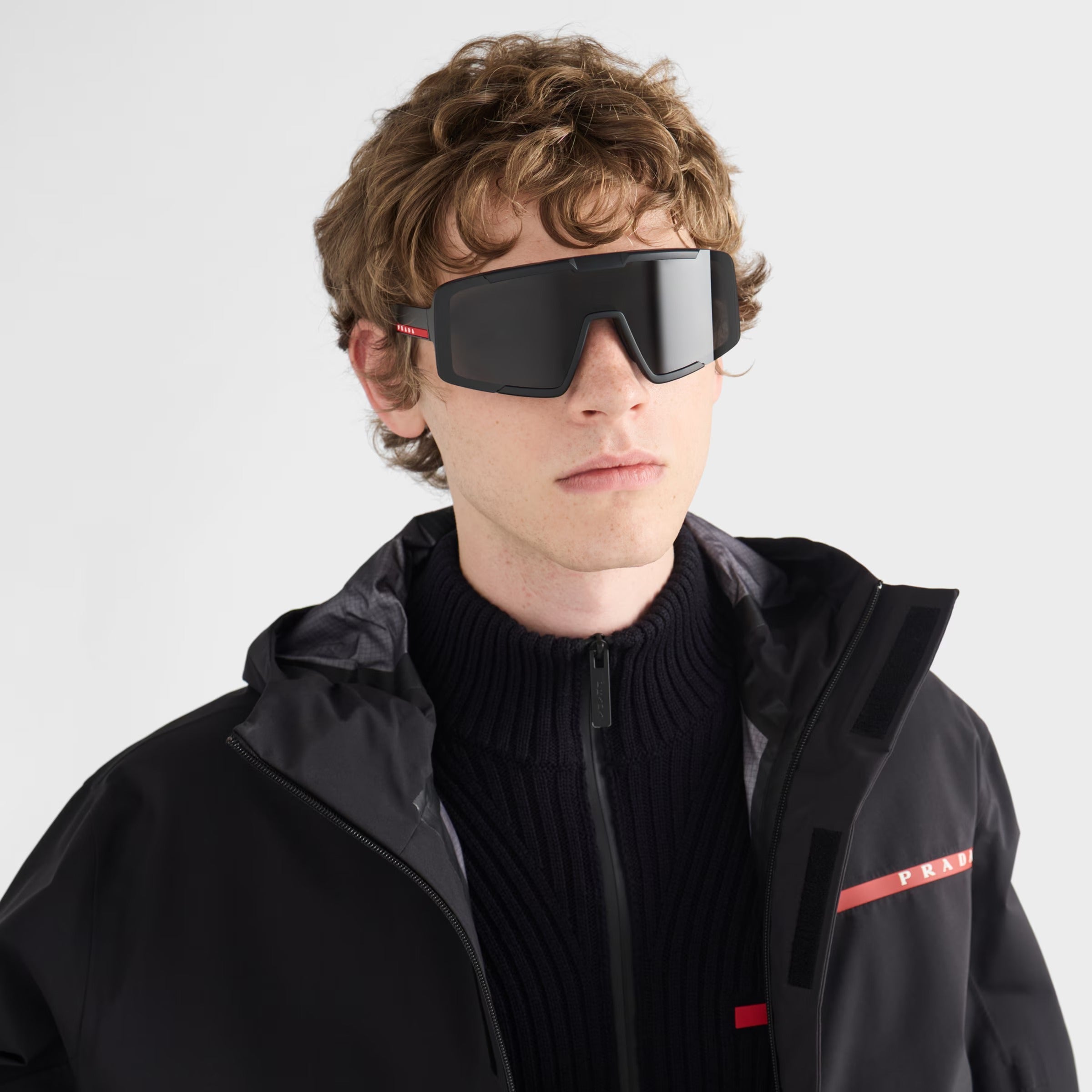 Prada Men Mask Frame Black Sunglasses