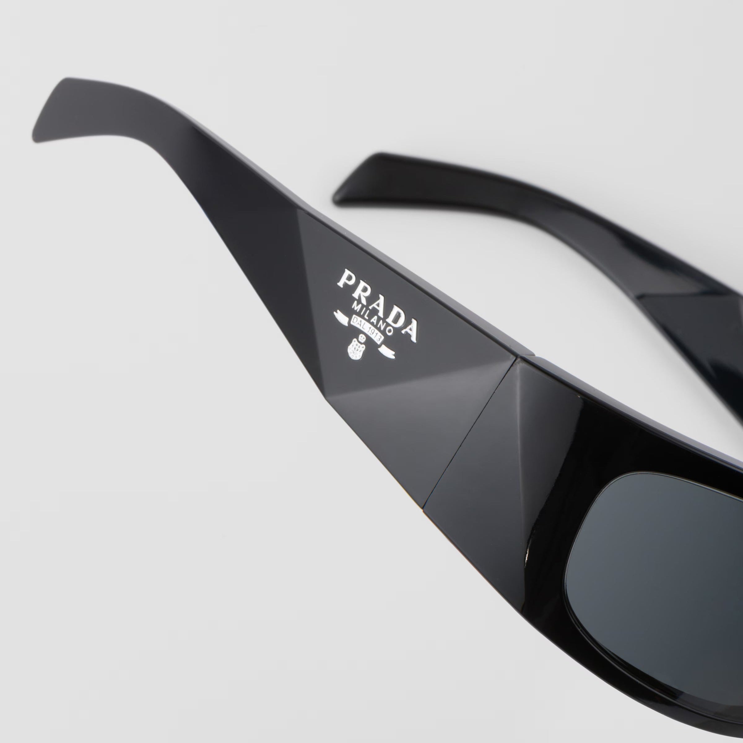 Prada Men Geometric Frame Dusty Black Sunglasses