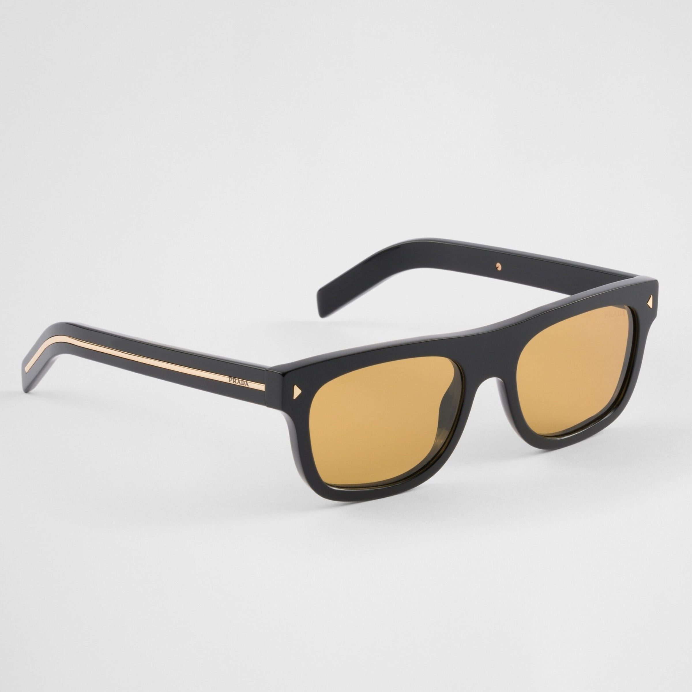 Prada Men Square Frame Shiny Smoky Black Sunglasses