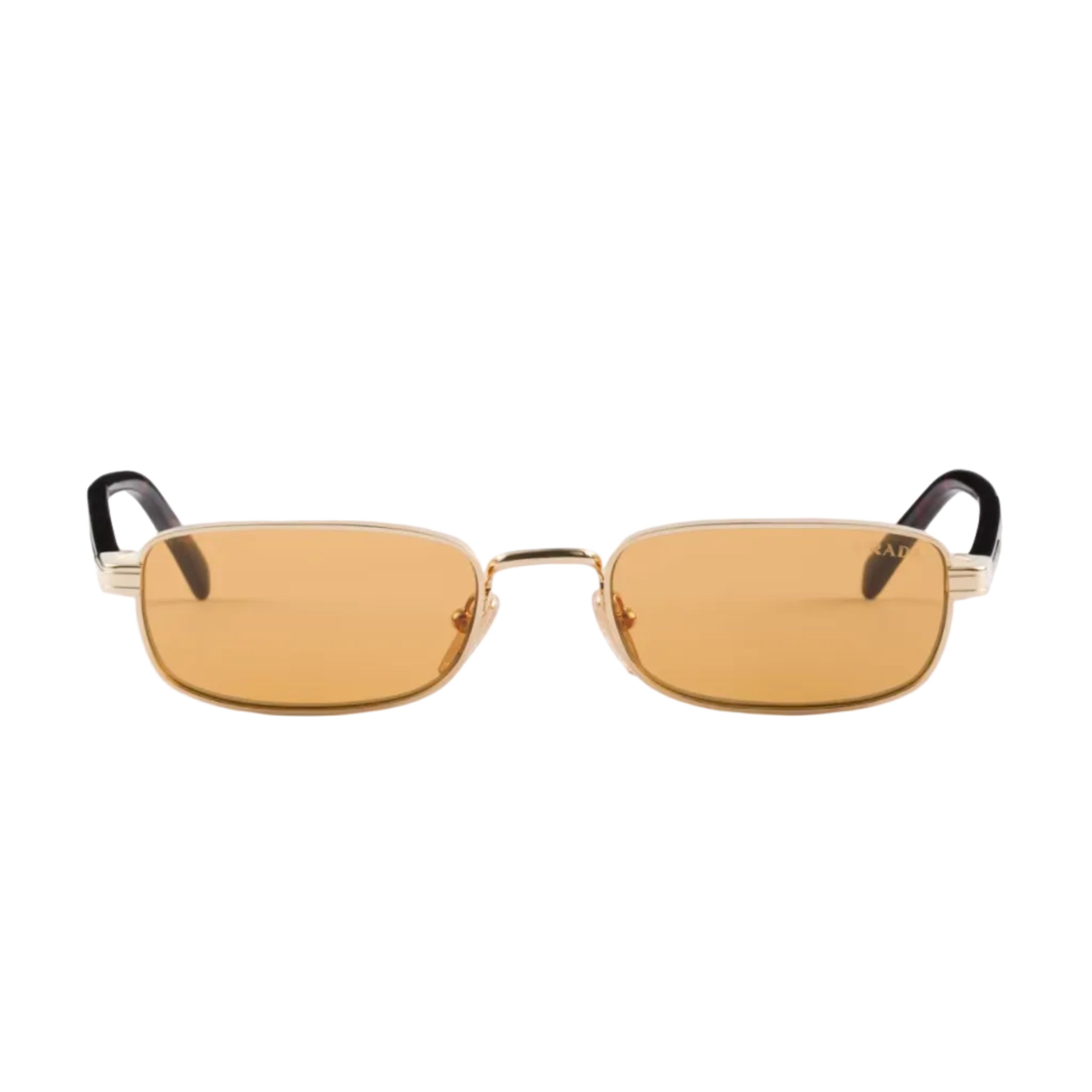 Prada Men Rectangular Frame Metallic Gold Sunglasses