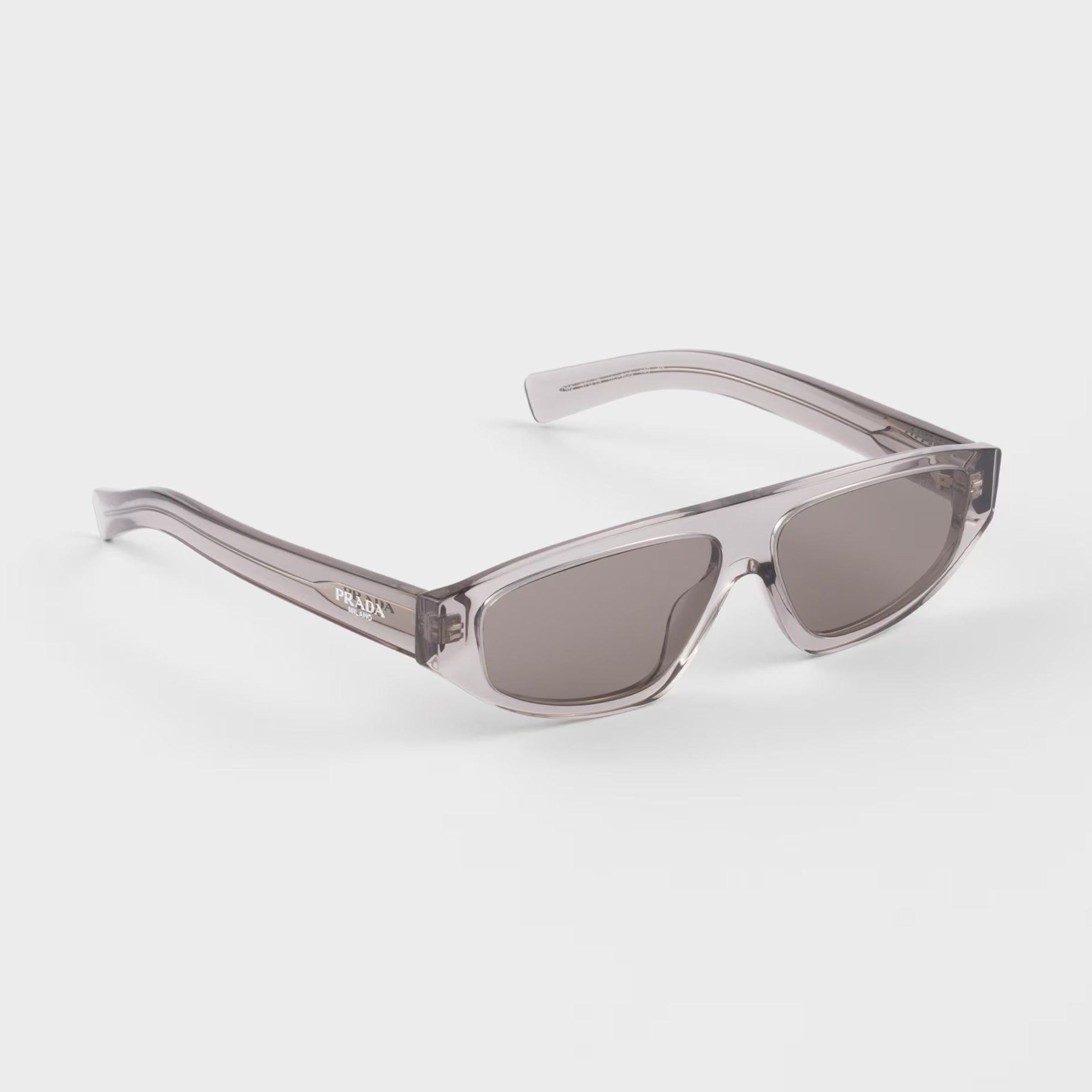 Prada Men Rectangular Frame Hematite Sunglasses
