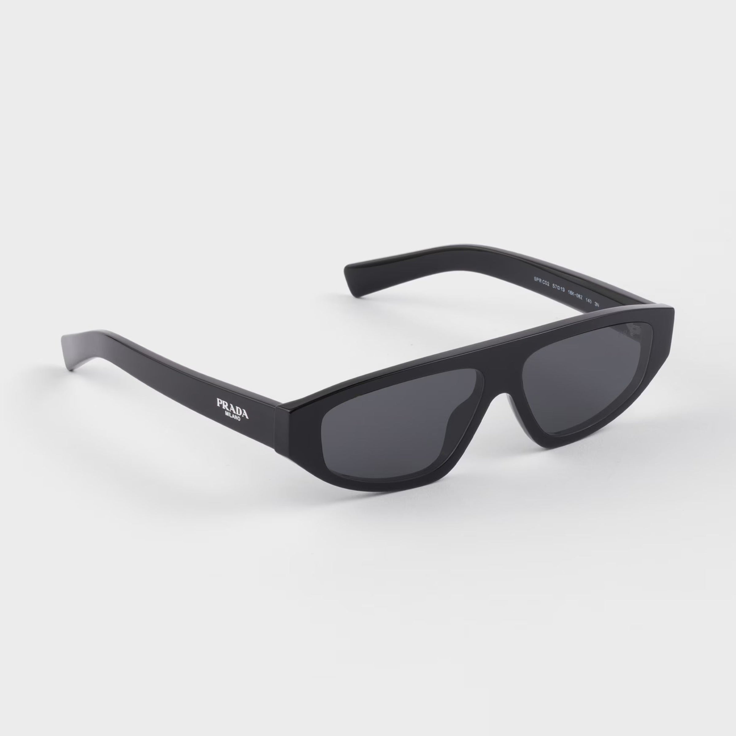 Prada Men Rectangular Frame Deep Black Sunglasses