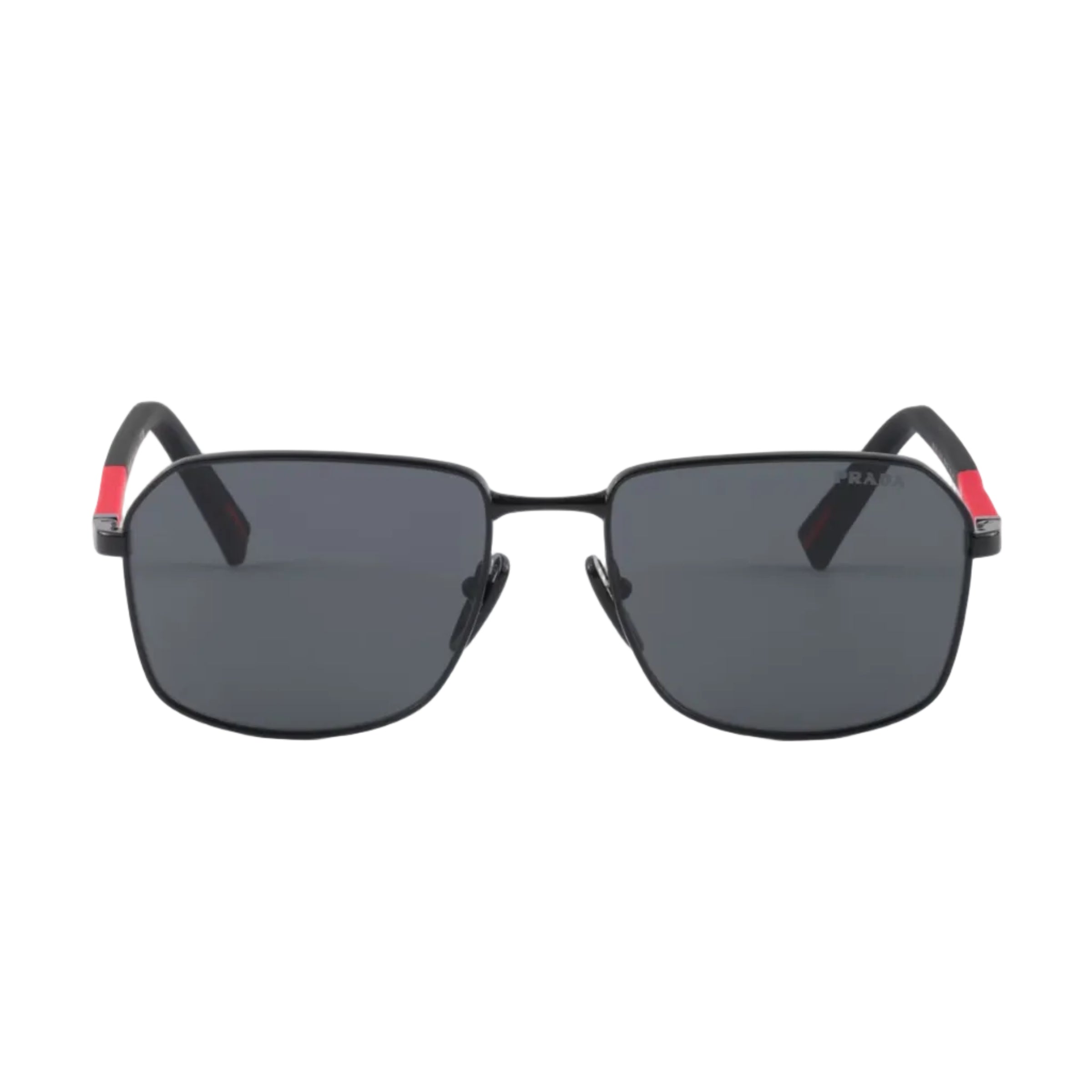 Prada Men Rectangular Frame Dusty Black Sunglasses