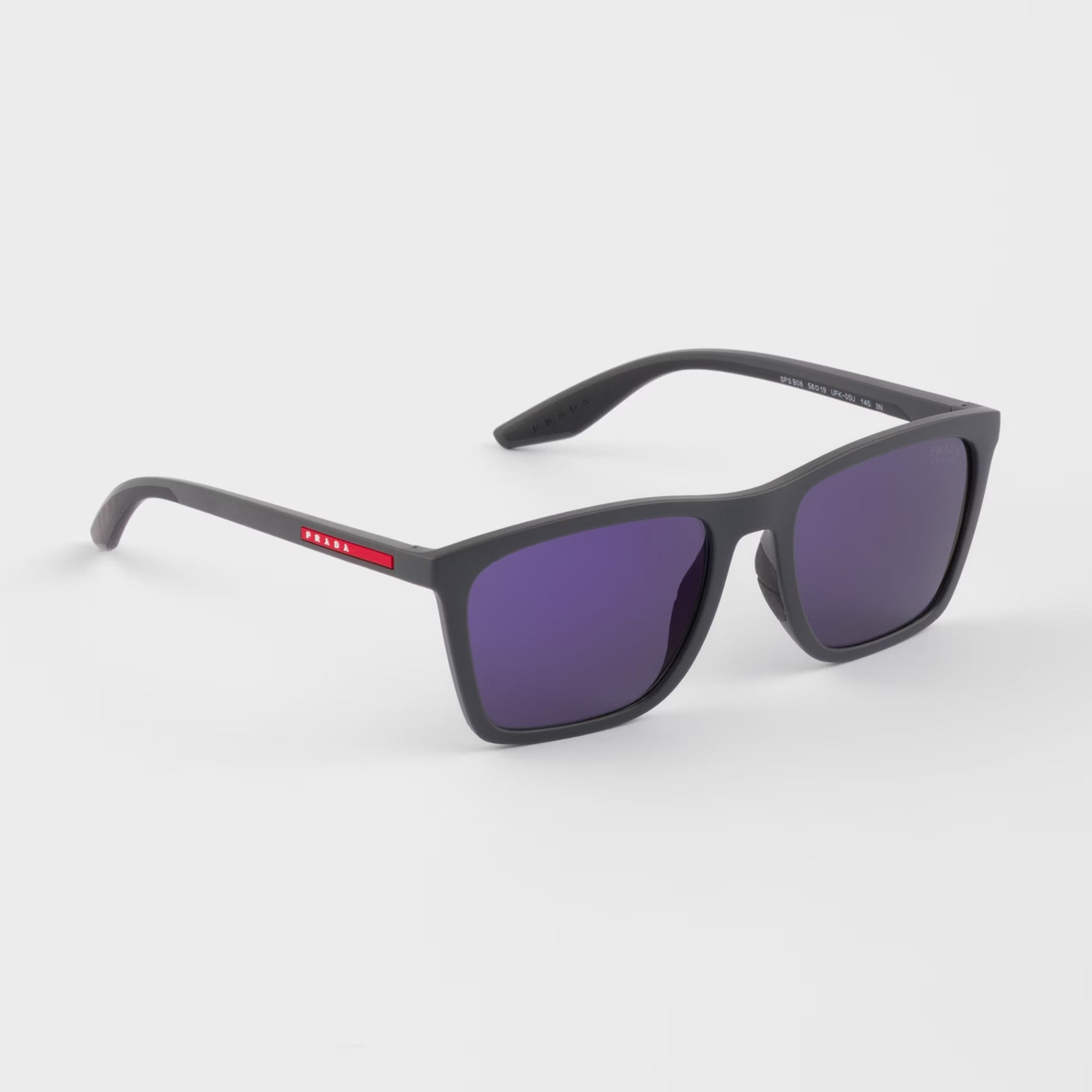 Prada Men Square Frame Rubberized Gray Sunglasses