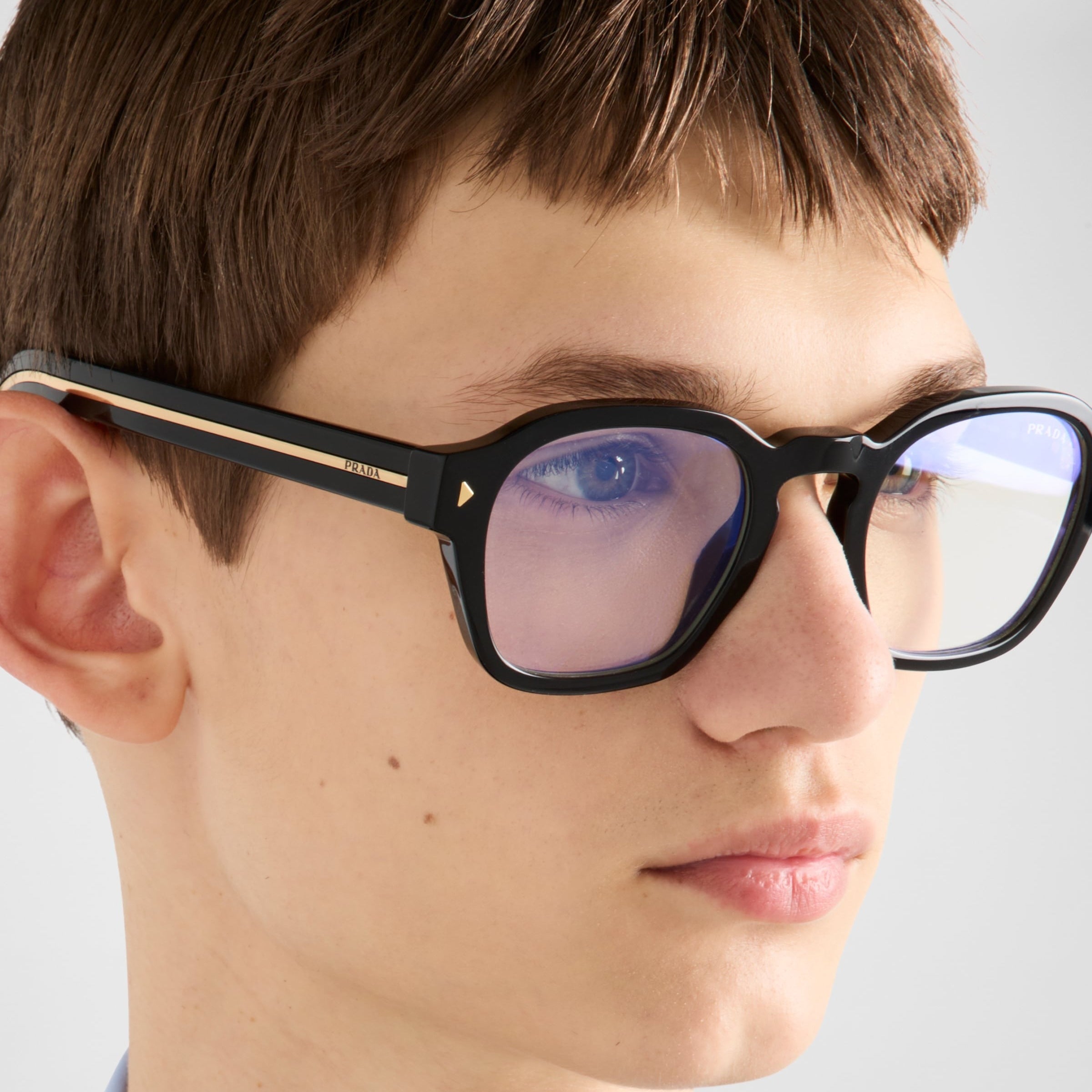 Prada Men Pantos Frame Shiny Matte Black Sunglasses