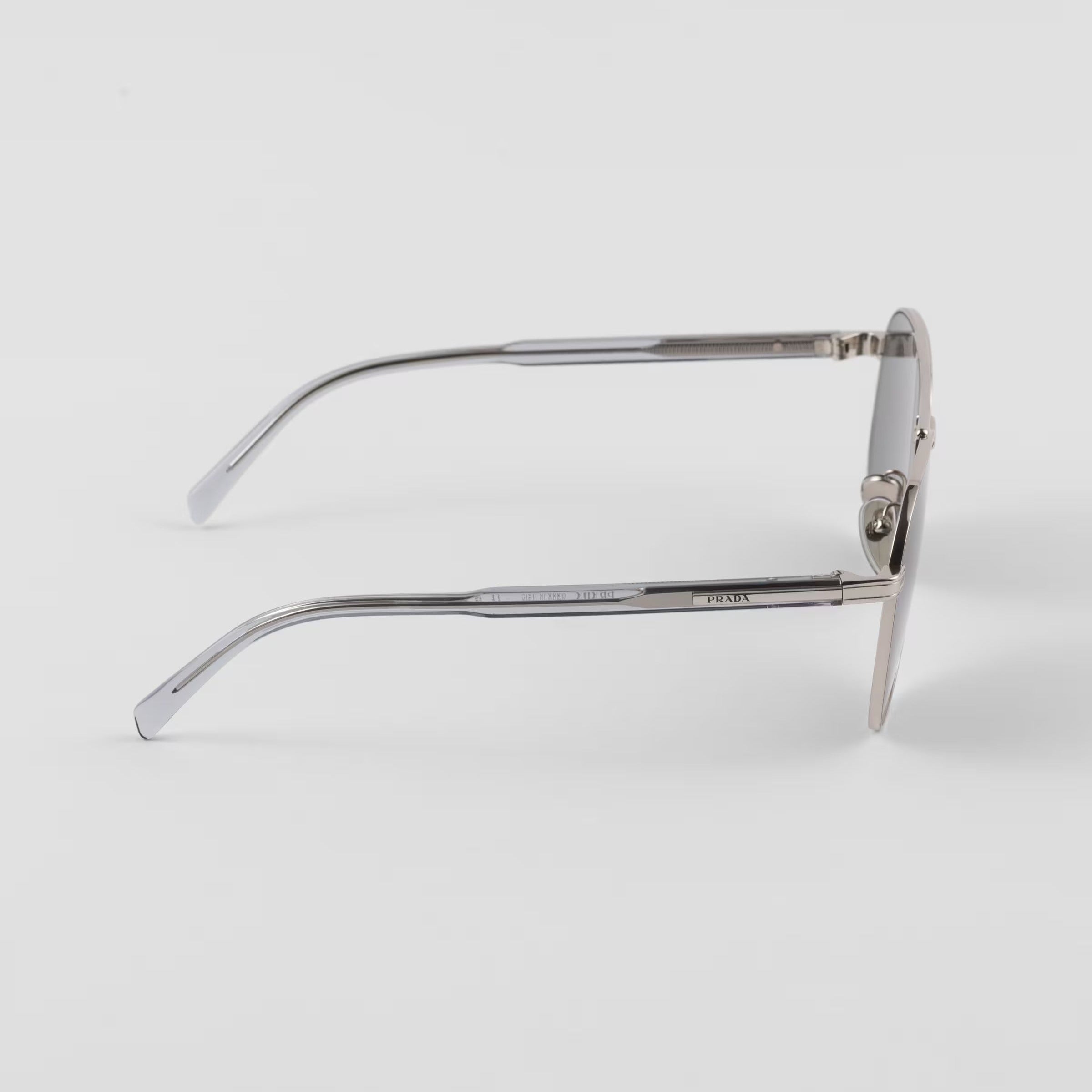 Prada Men Aviator Frame Shiny Silver Sunglasses