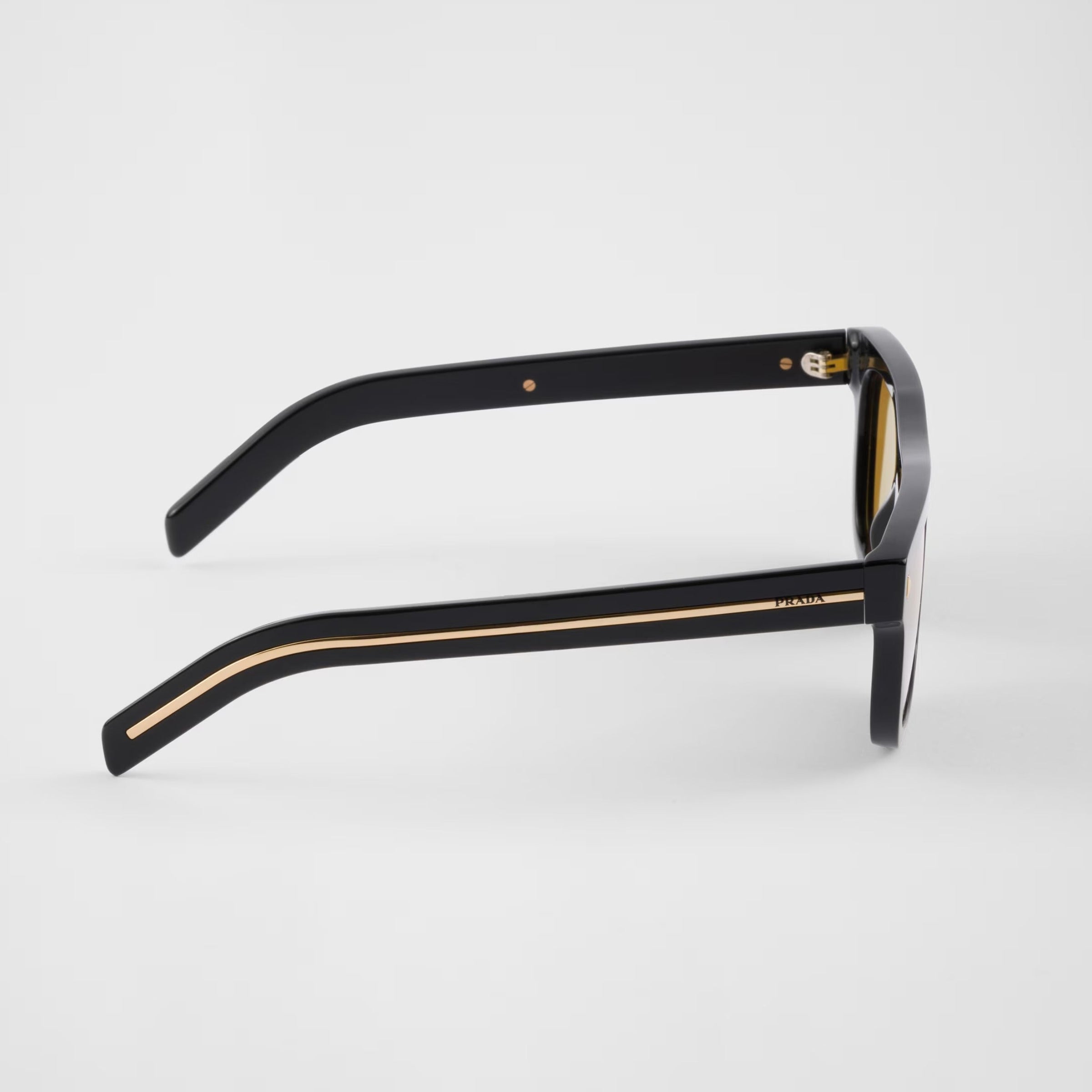 Prada Men Square Frame Shiny Smoky Black Sunglasses