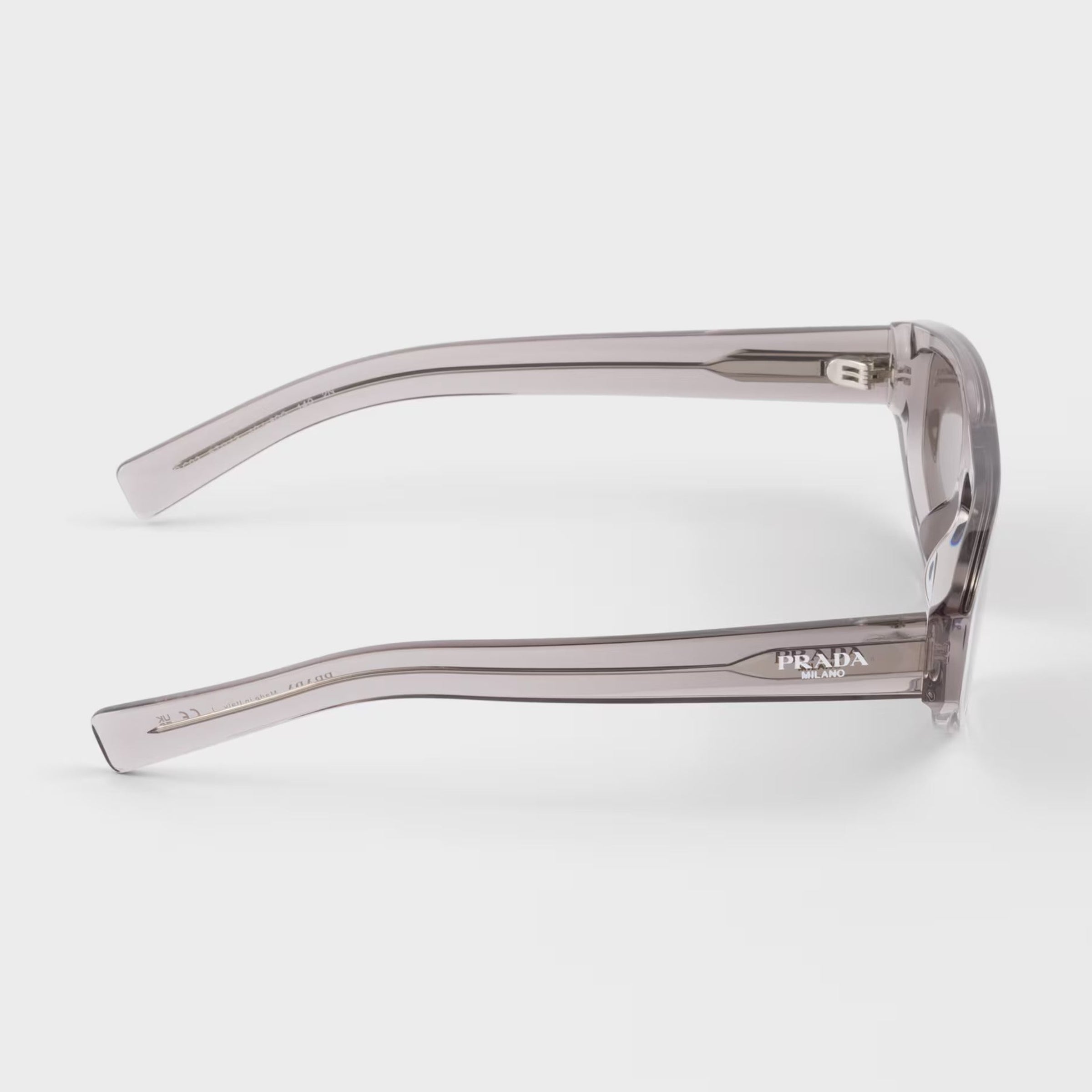 Prada Men Rectangular Frame Hematite Sunglasses
