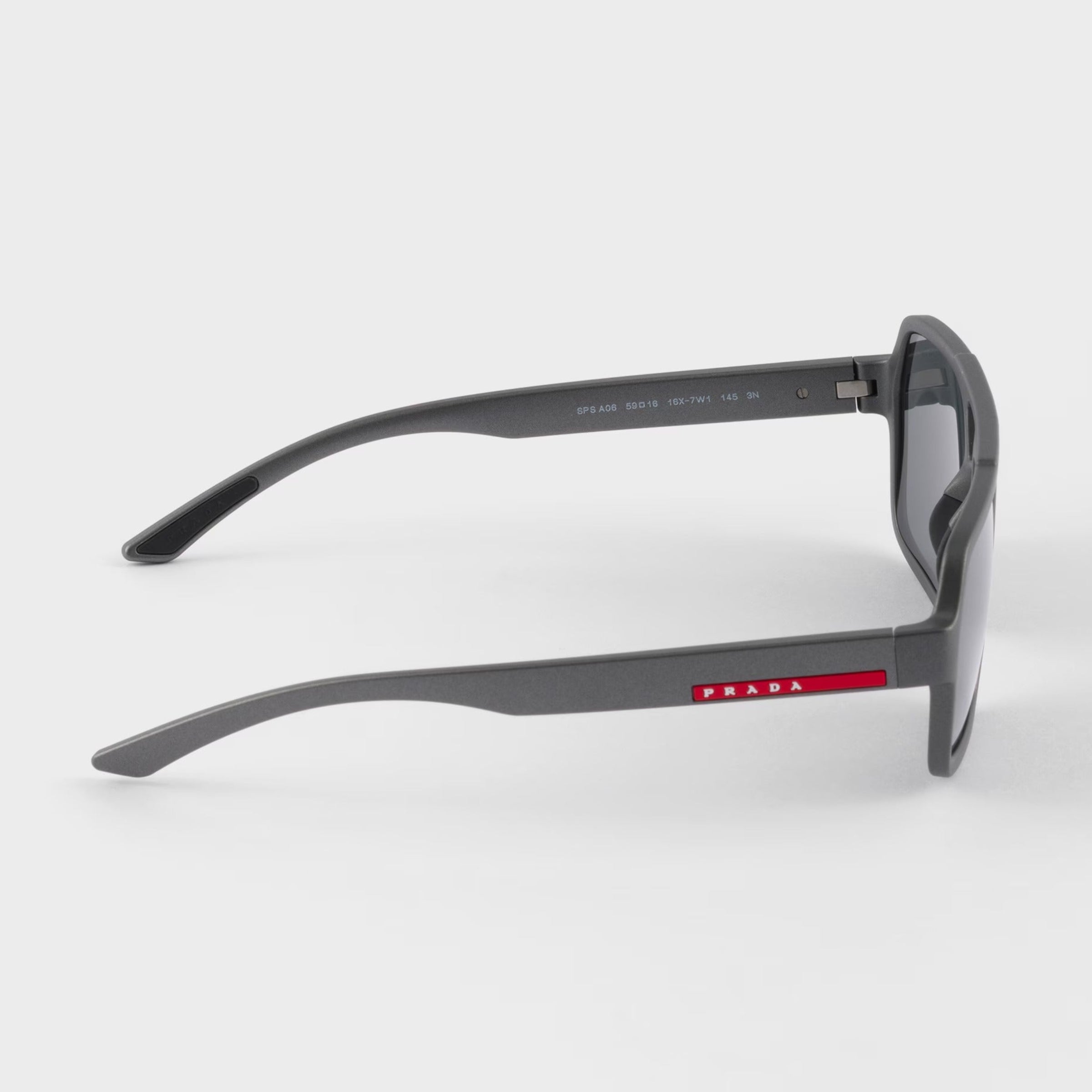 Prada Men Rectangular Frame Matte Metallic Gray Sunglasses