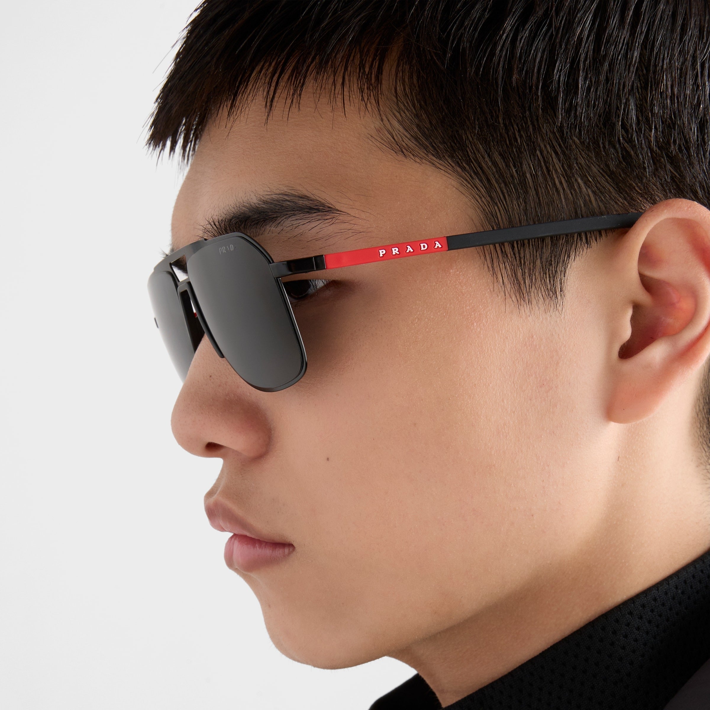 Prada Men Pilot Frame Black Sunglasses
