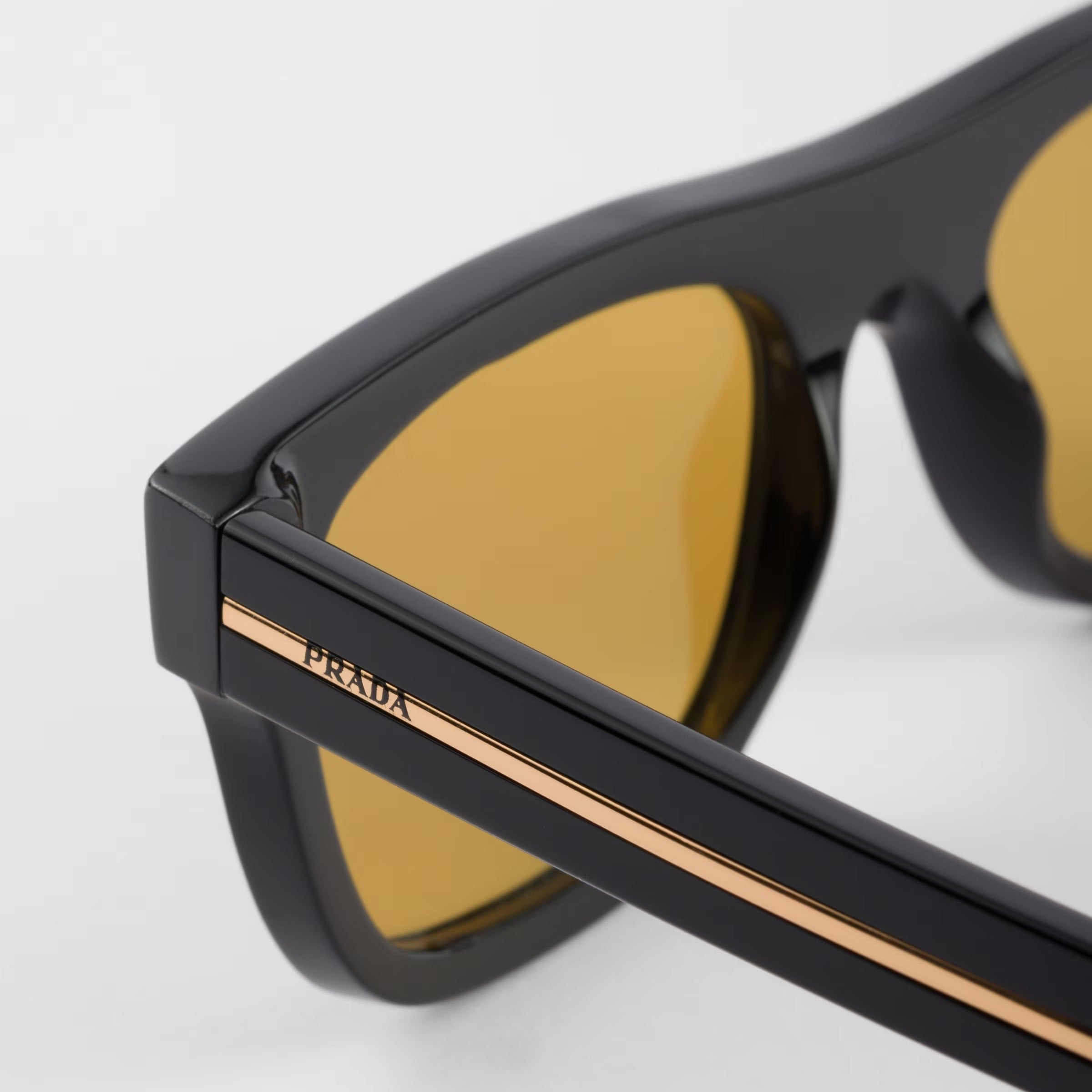 Prada Men Square Frame Shiny Smoky Black Sunglasses