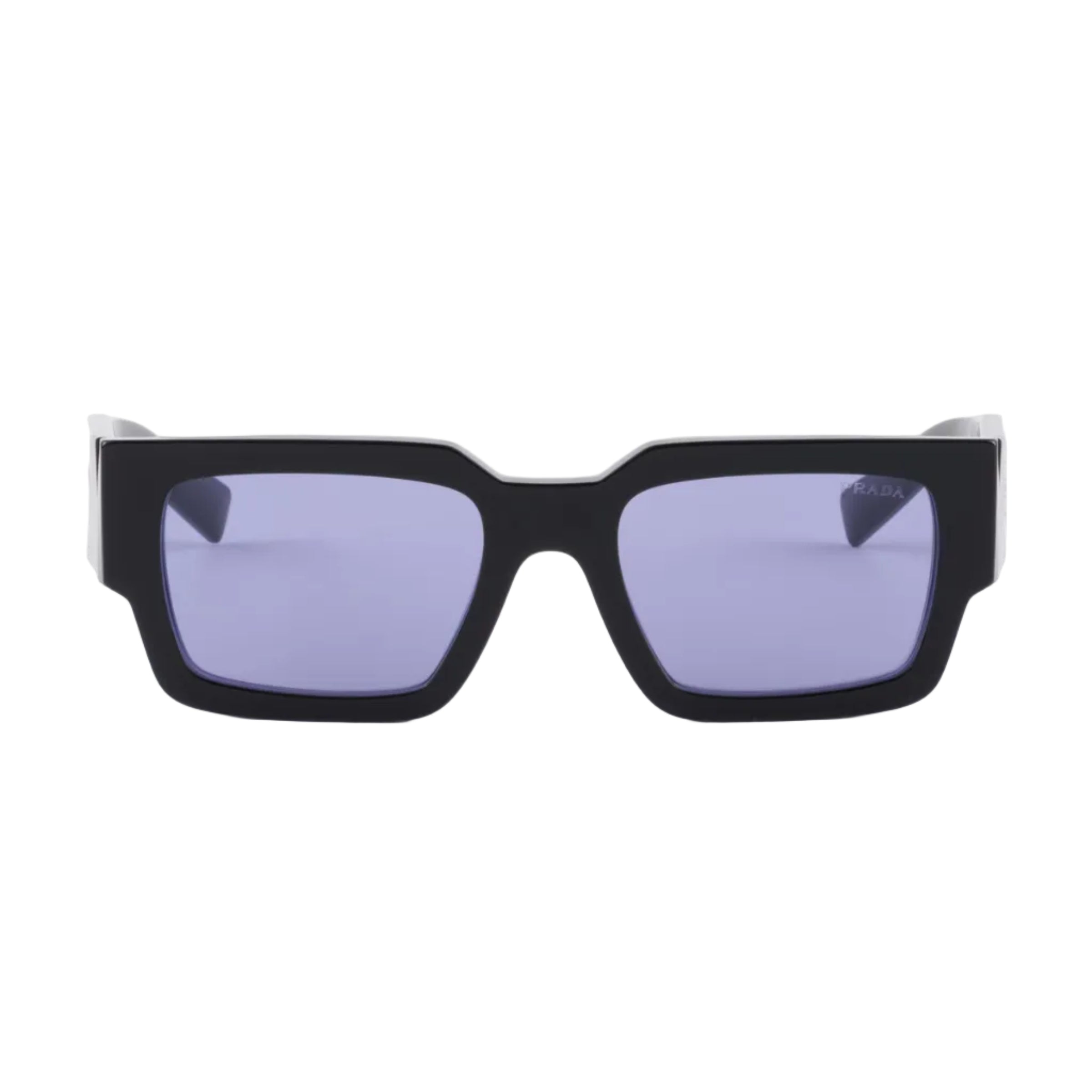 Prada Men Sqaure Frame Shiny Deep Black Sunglasses