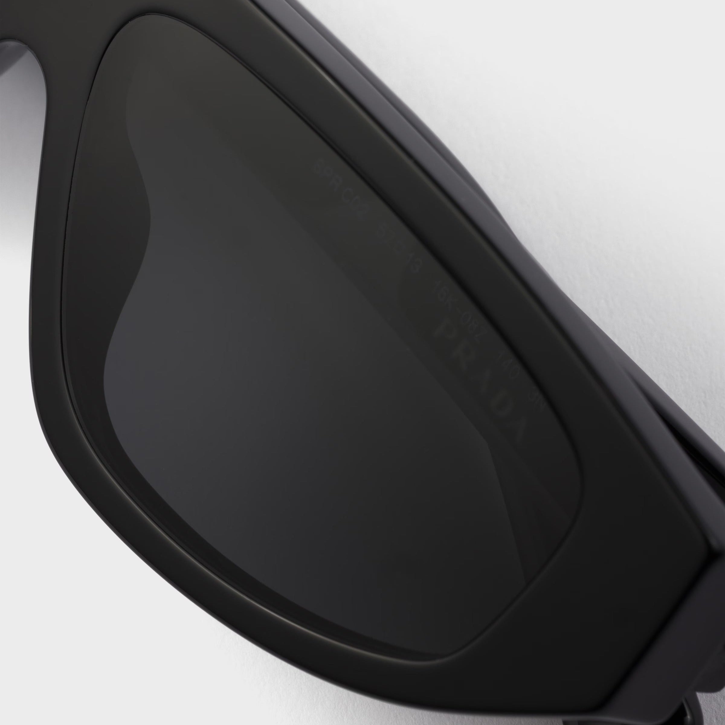 Prada Men Rectangular Frame Deep Black Sunglasses