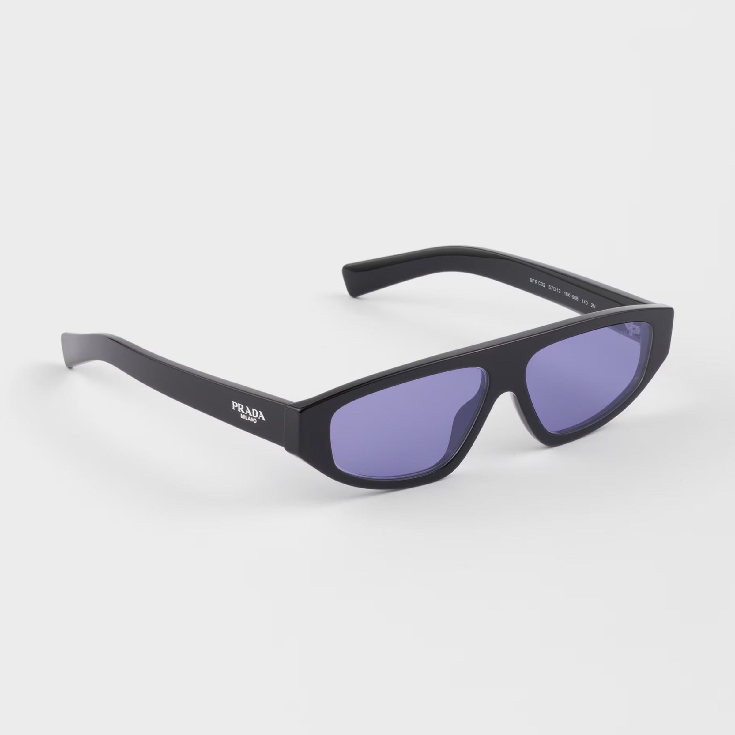 Prada Men Rectangular Frame Shiny Deep Black Sunglasses