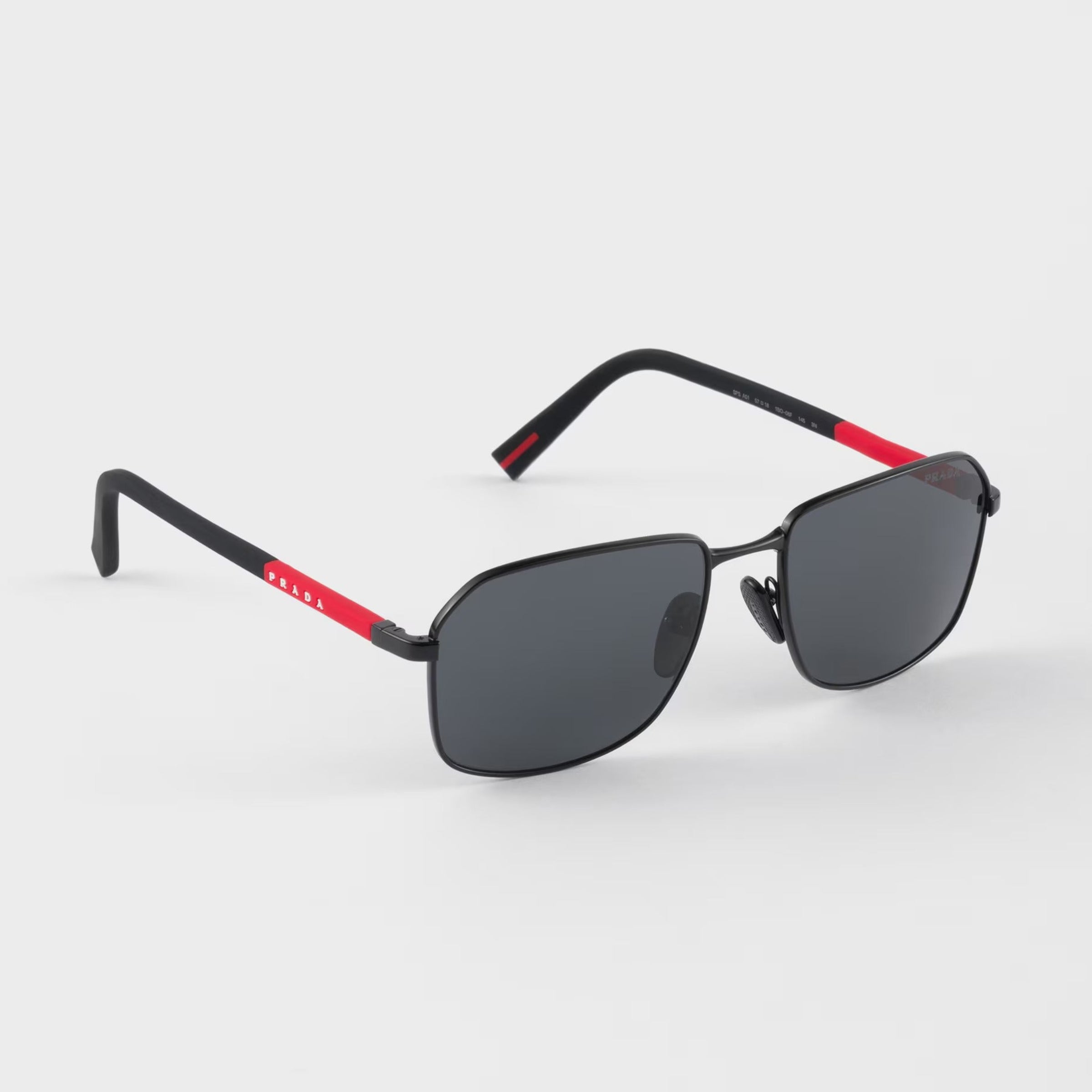 Prada Men Rectangular Frame Dusty Black Sunglasses
