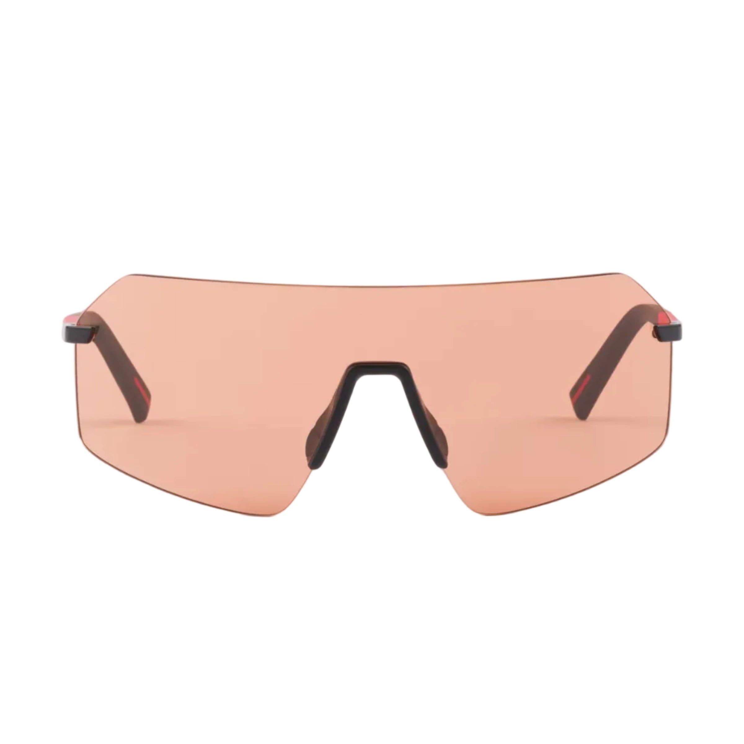 Prada Men Mask Rimless Frame Opaque Black Sunglasses