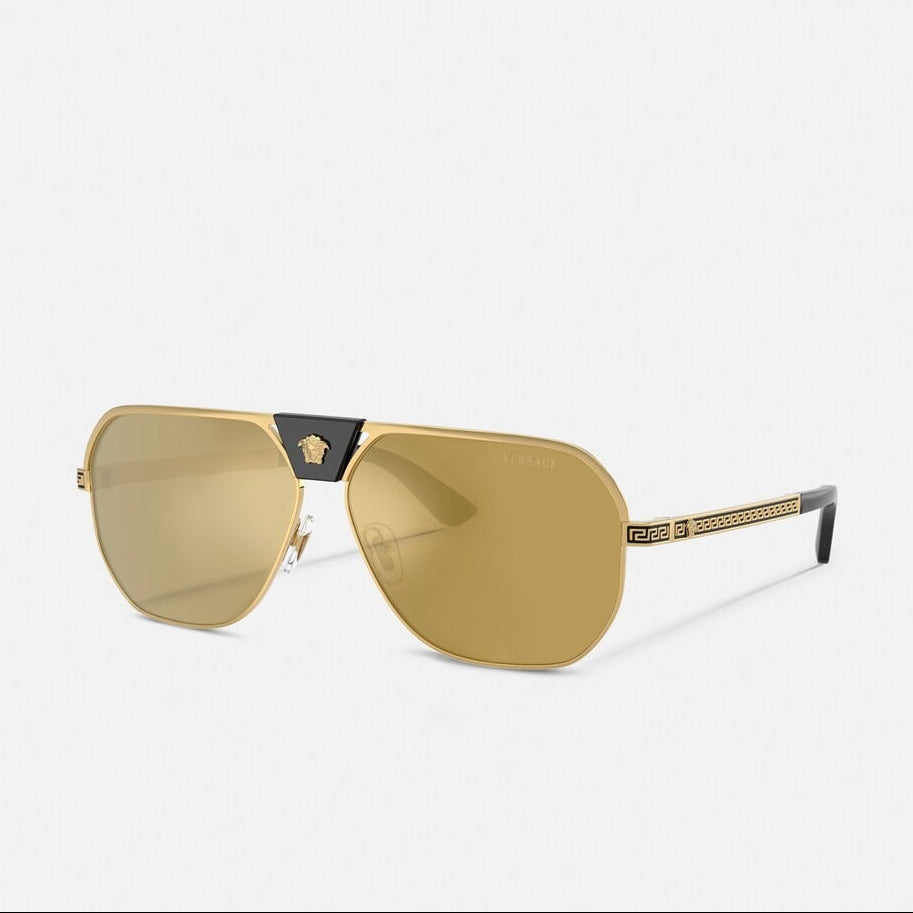 Versace Navigator Frame Shiny Metallic Gold Sunglasses