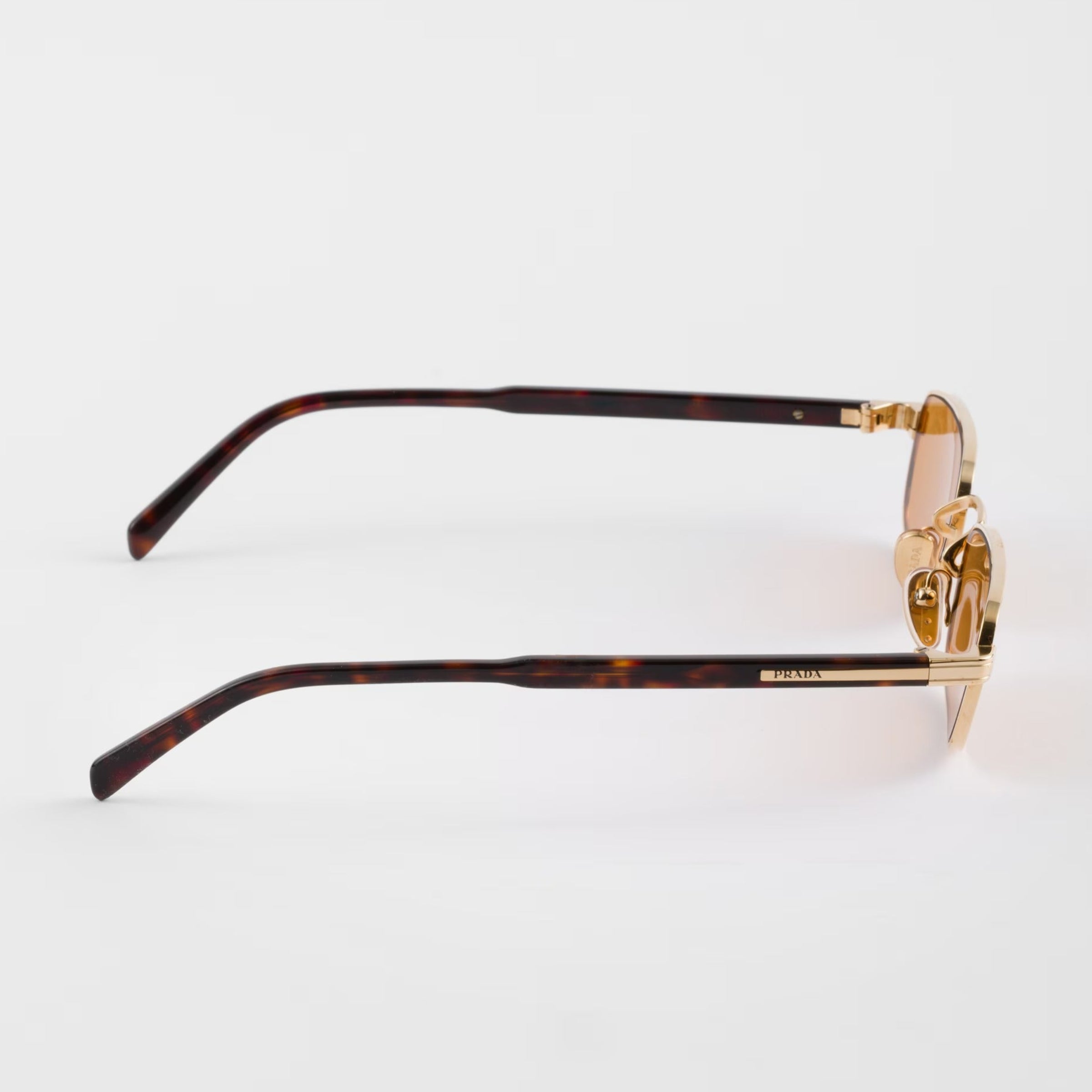Prada Men Rectangular Frame Metallic Gold Sunglasses