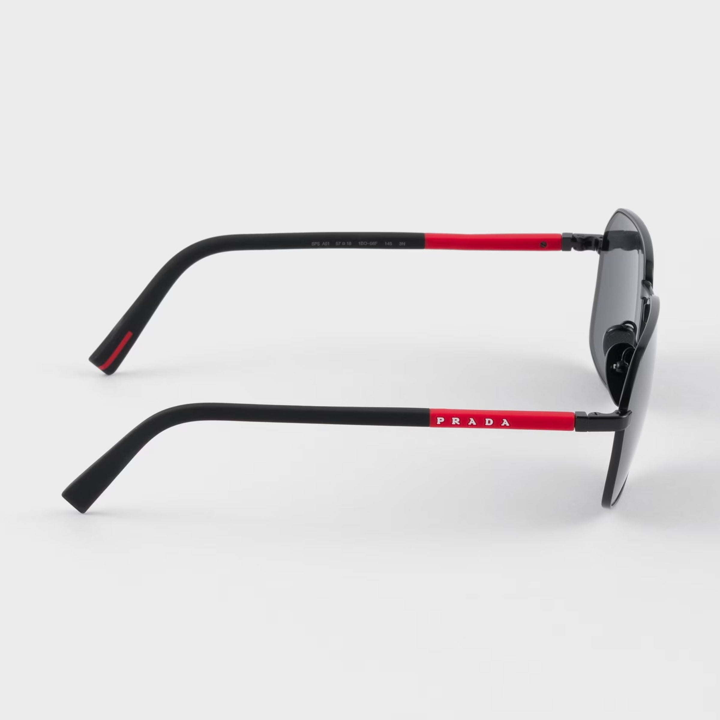 Prada Men Rectangular Frame Dusty Black Sunglasses