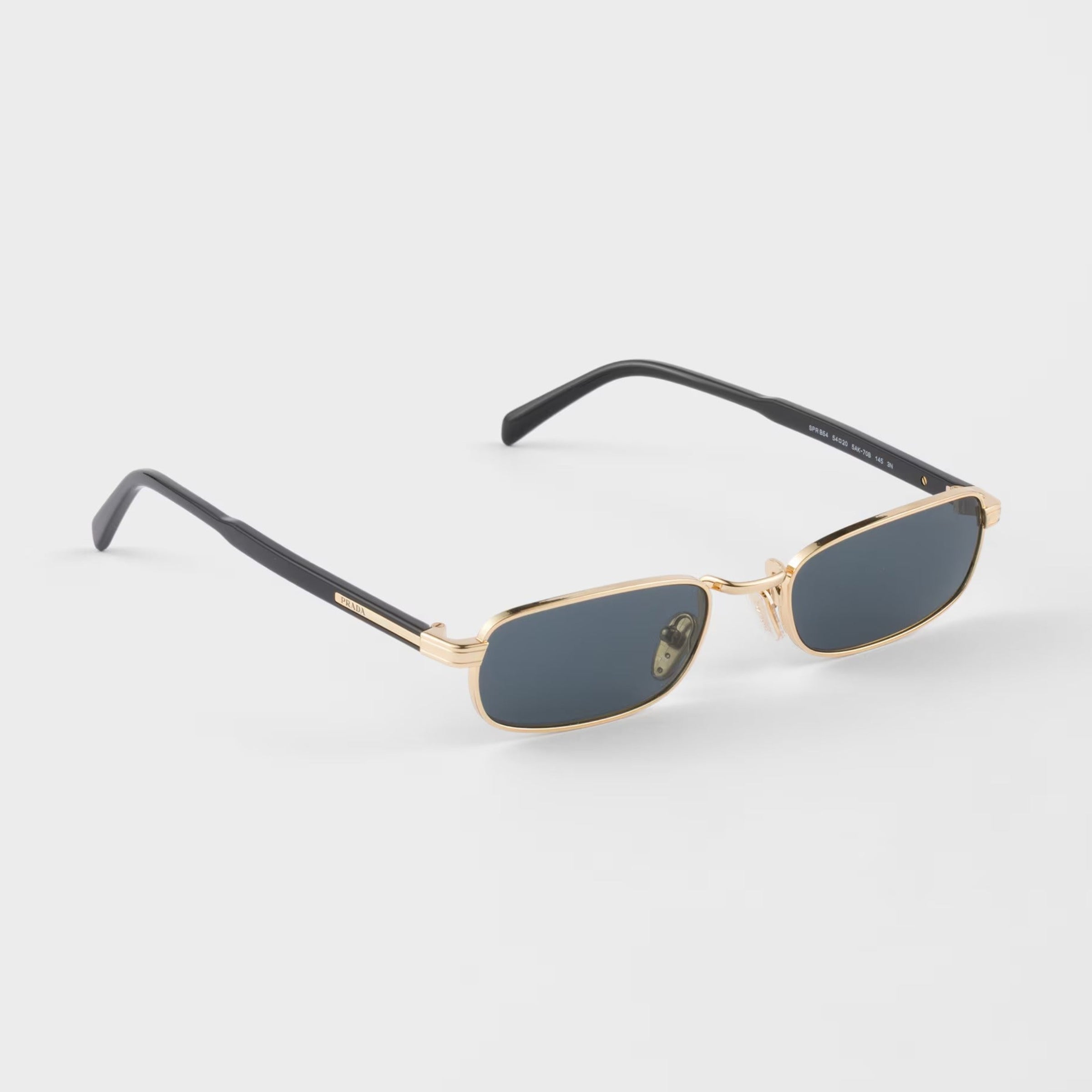 Prada Men Rectangular Frame Shiny Metallic Gold Sunglasses