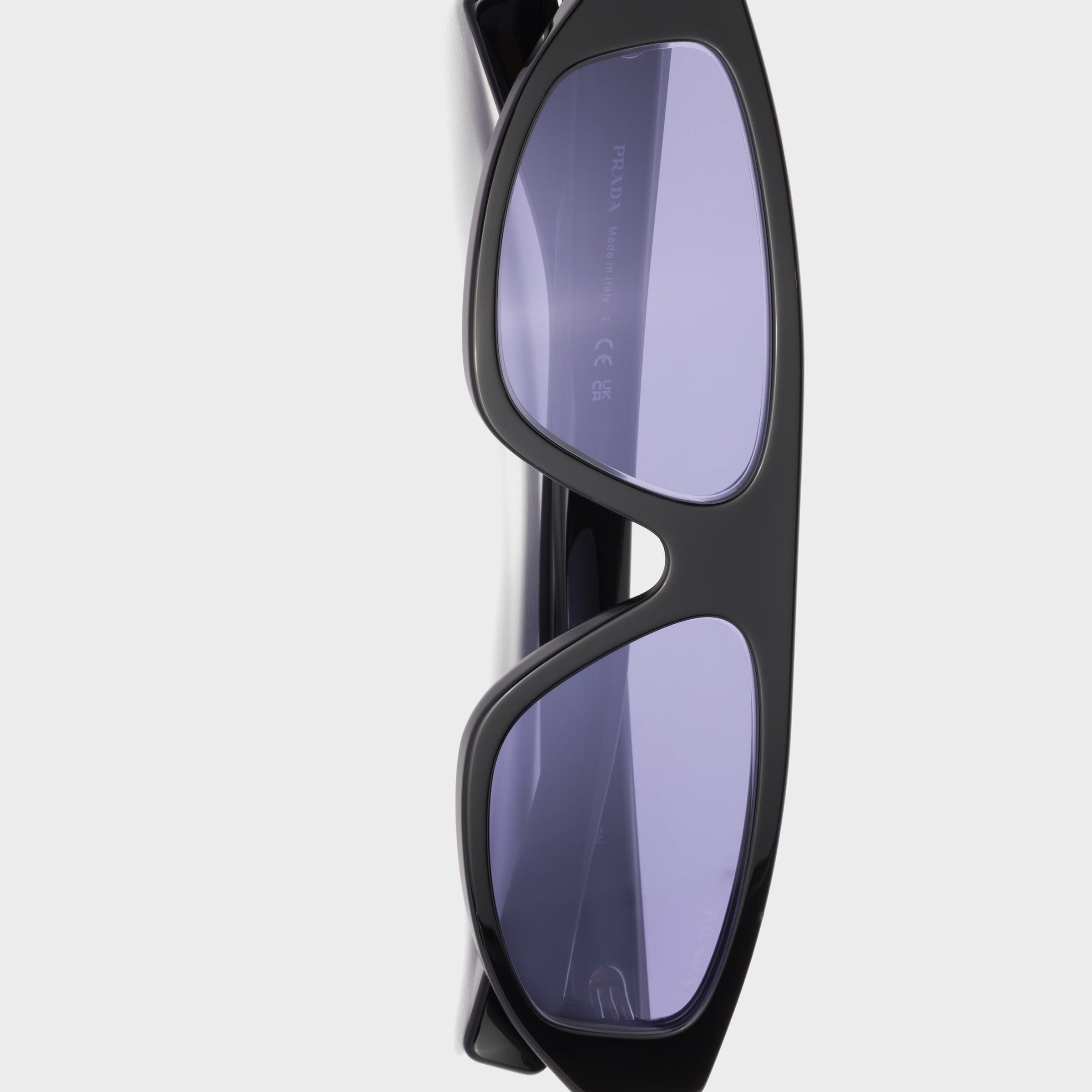 Prada Men Rectangular Frame Shiny Deep Black Sunglasses