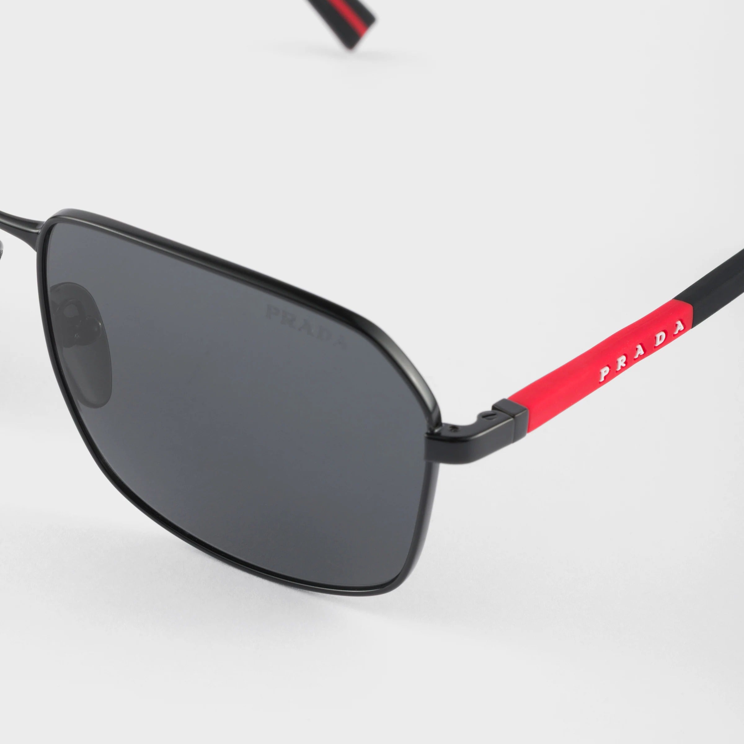 Prada Men Rectangular Frame Dusty Black Sunglasses