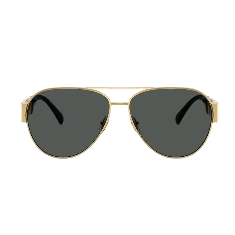 Versace Men Pilot Frame Shiny Metallic Gold Sunglasses