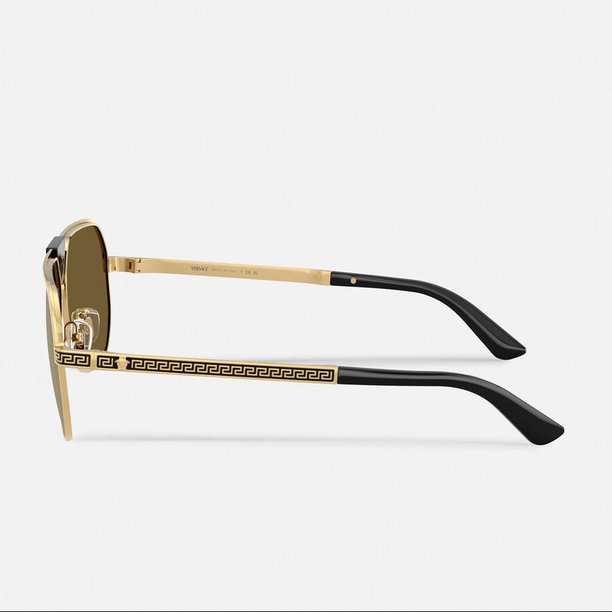 Versace Navigator Frame Shiny Metallic Gold Sunglasses