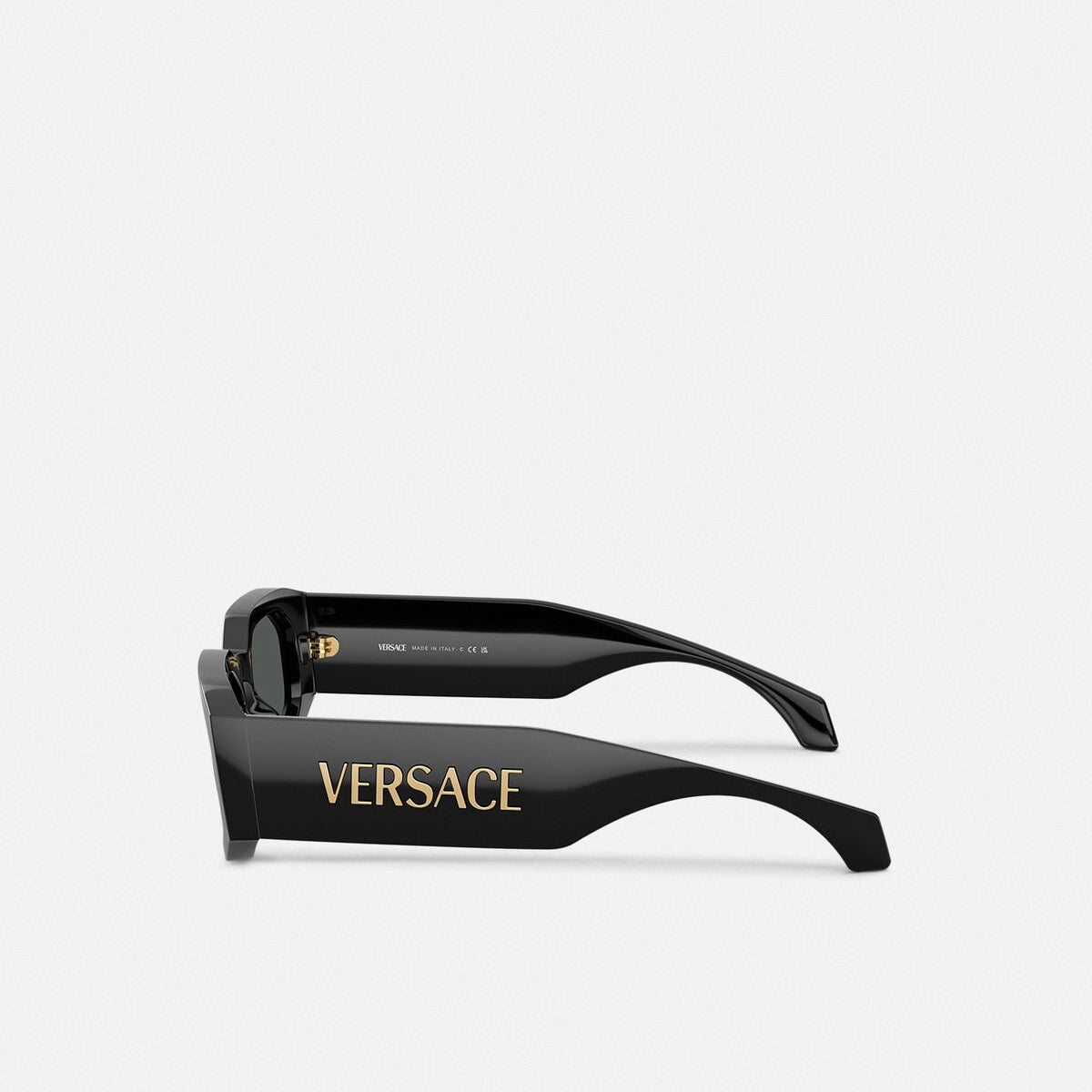 Versace Men Rectangular Frame Natural Black Sunglasses