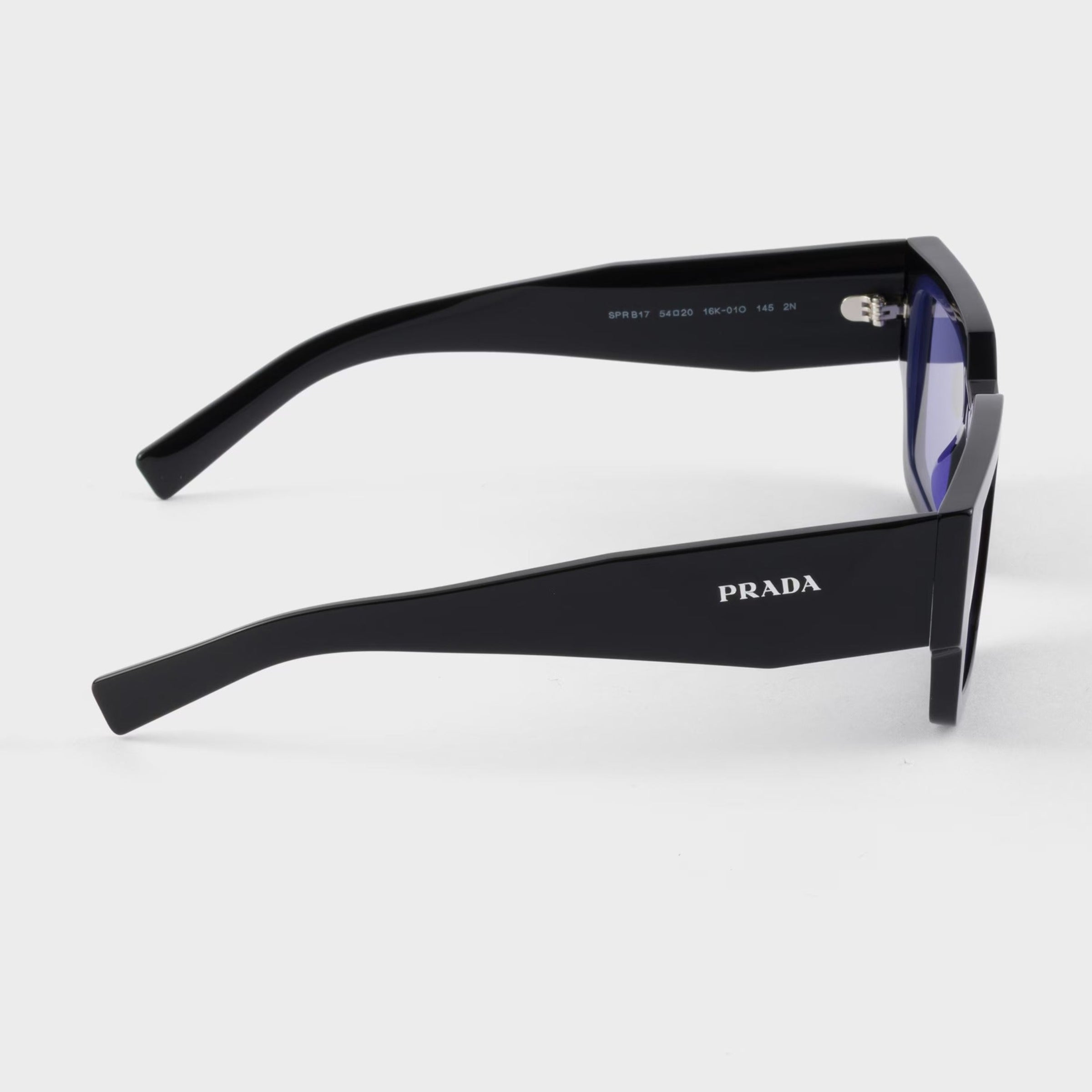 Prada Men Sqaure Frame Shiny Deep Black Sunglasses